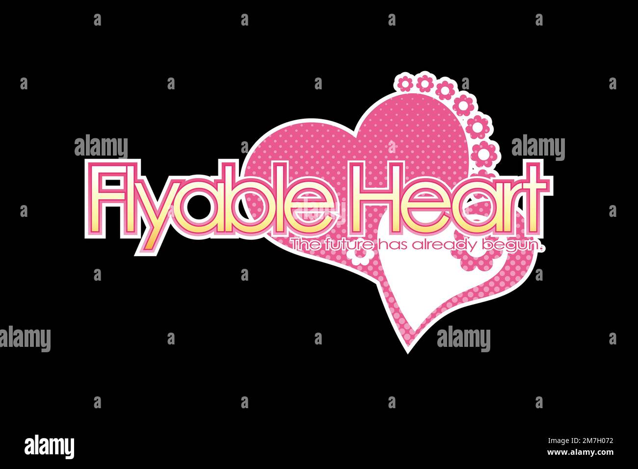 Fliegendes Herz, Logo, Schwarzer Hintergrund Stockfoto
