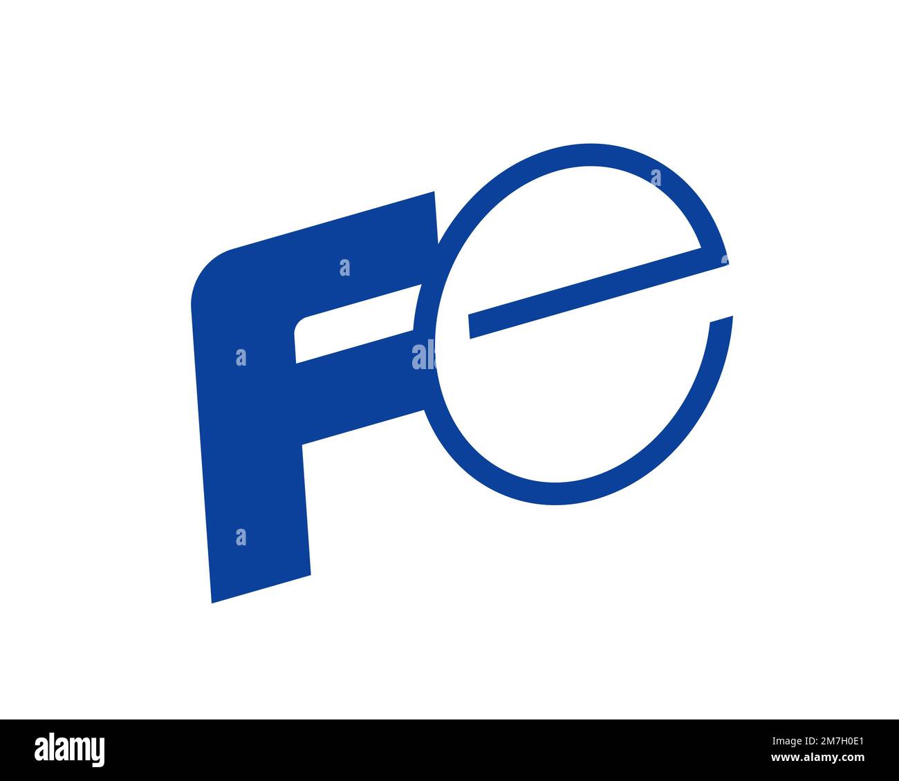 Fuji Electric, gedrehtes Logo, weißer Hintergrund Stockfoto
