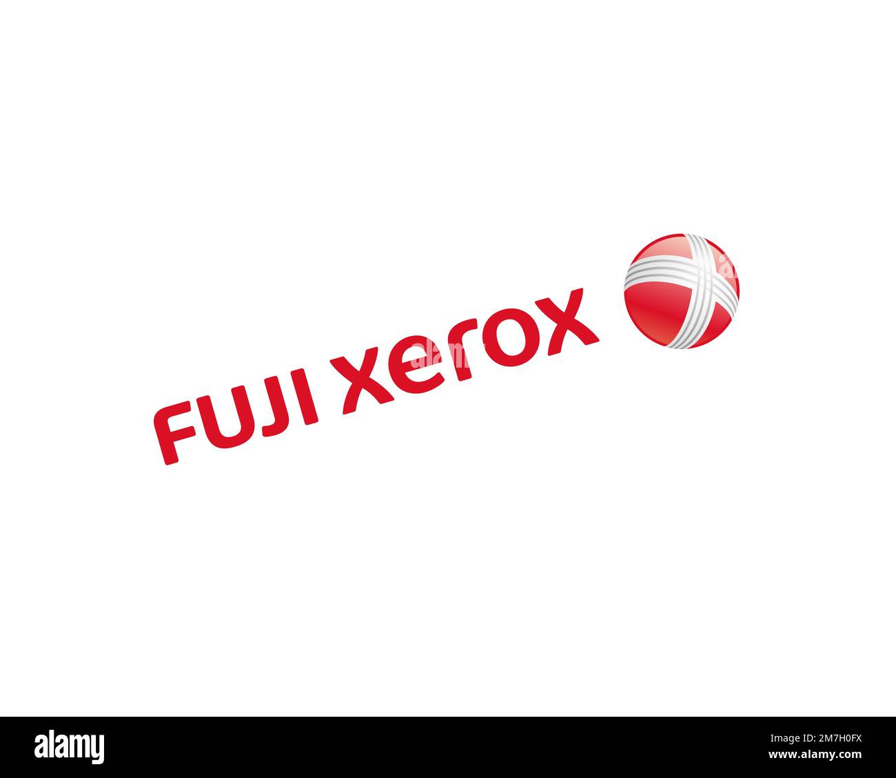 Fuji Xerox, gedrehtes Logo, weißer Hintergrund Stockfoto