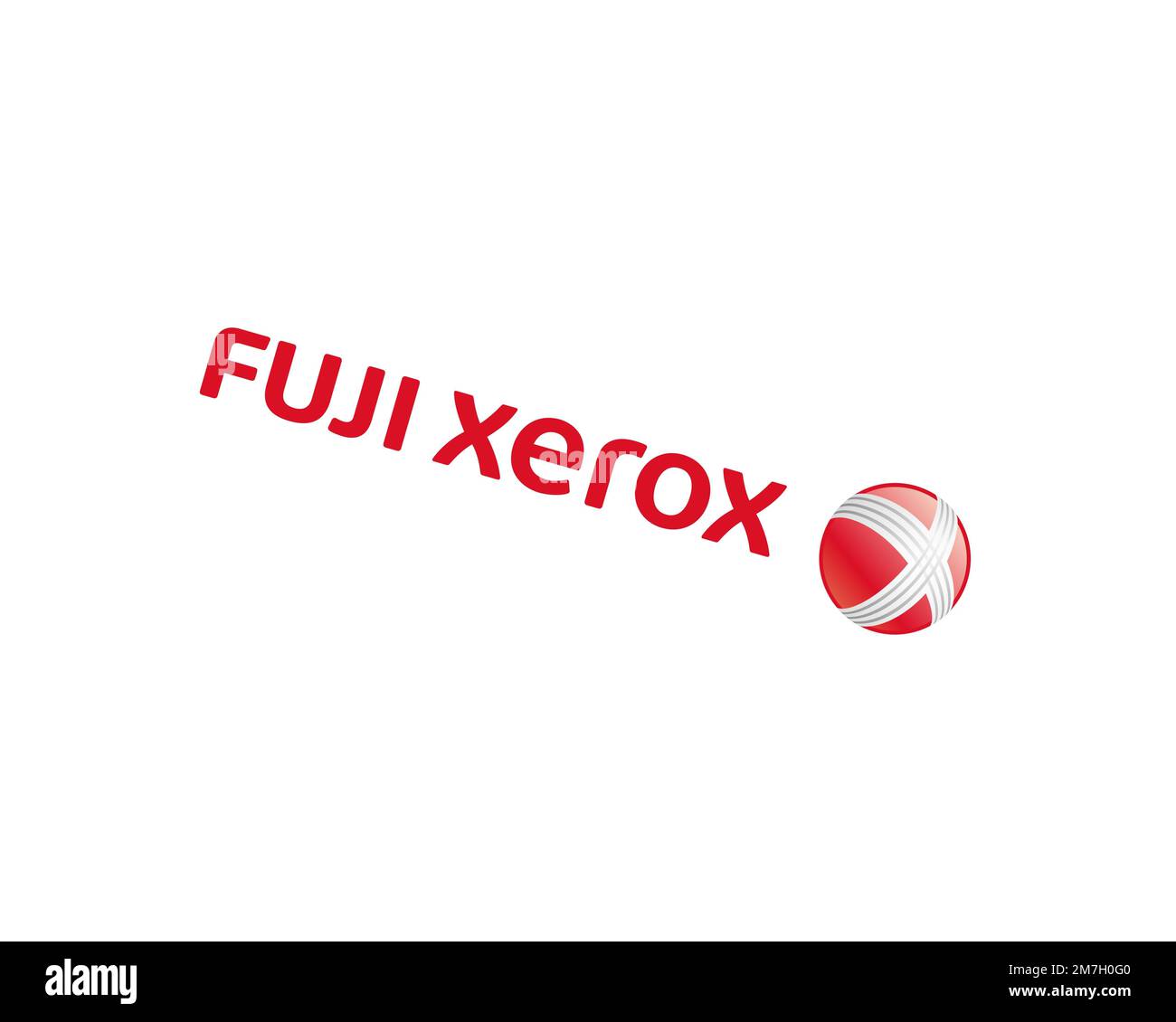 Fuji Xerox, gedrehtes Logo, weißer Hintergrund B Stockfoto