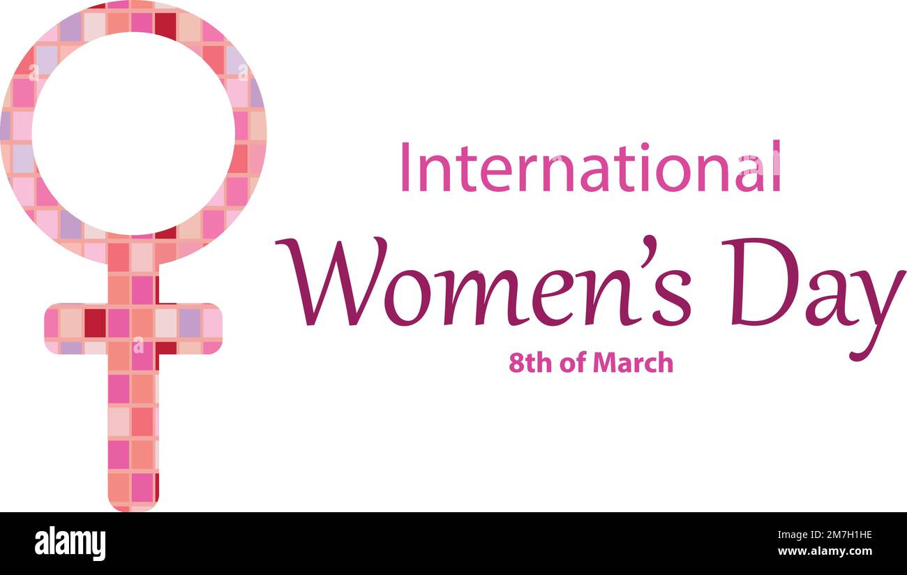 Element für Poster, Karte, Banner mit Flaggengruppe zum Tag des Feminismus. Platz für Text. Stock Vektor