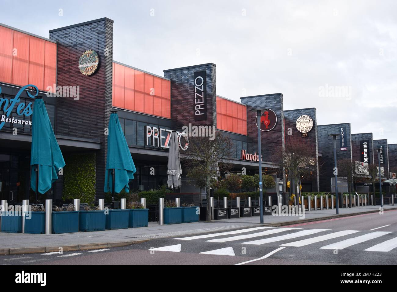 Restaurants im MK1 Shopping and Leisure Park, Milton Keynes. Stockfoto