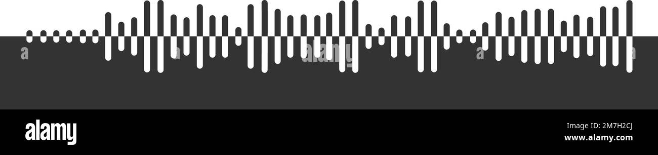 Schallwellen-Symbol. Equalizer-Design. Puls-Piktogramm. Signalzeichen. Symbol für Audiodatei isoliert auf weißem Hintergrund. Messenger Mobile App, Media Player Grafikelement. Vektordarstellung Stock Vektor