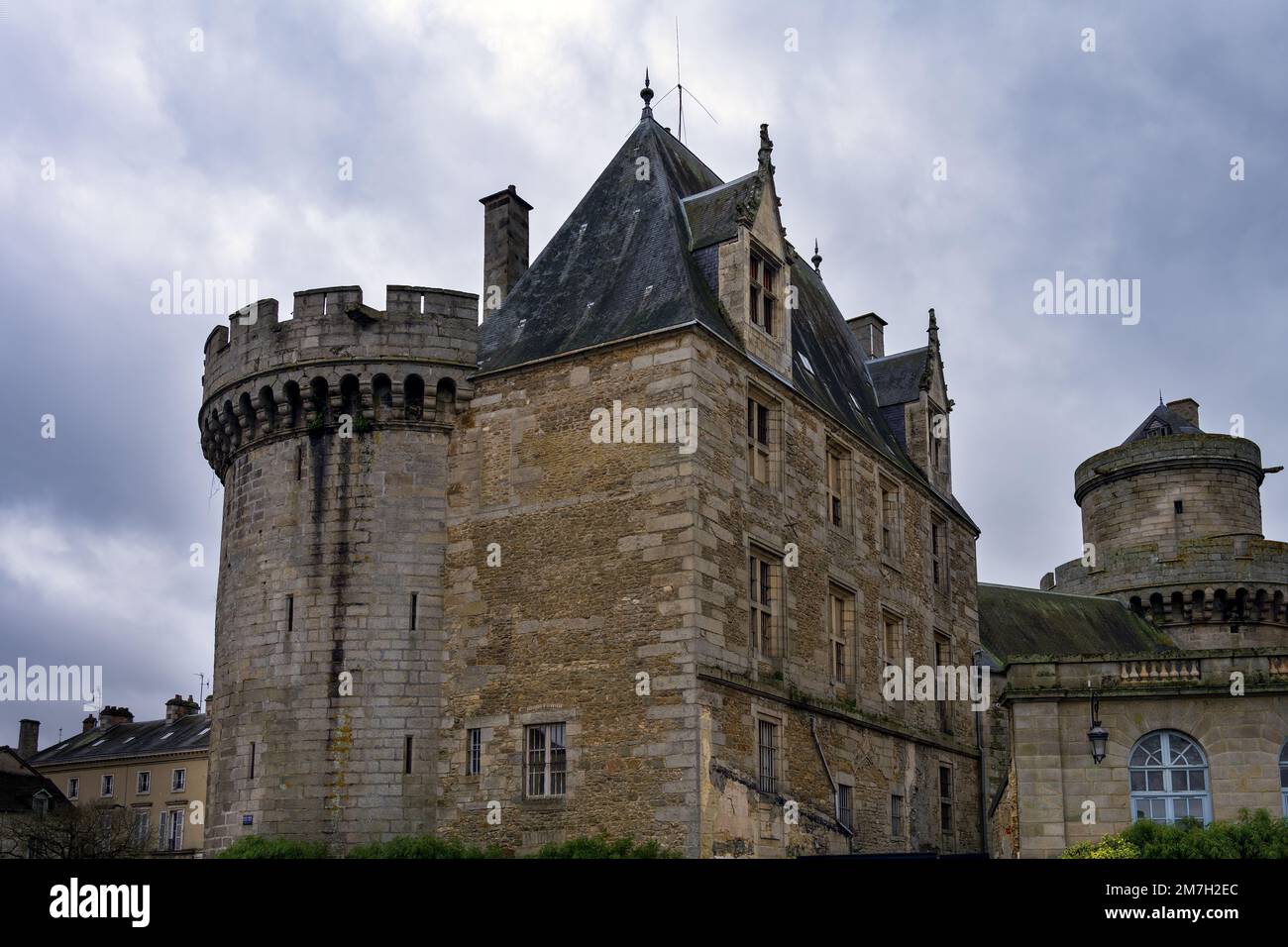 Mittelalterliche Burg der Herzöge von Alencon, Normandie, Frankreich Stockfoto