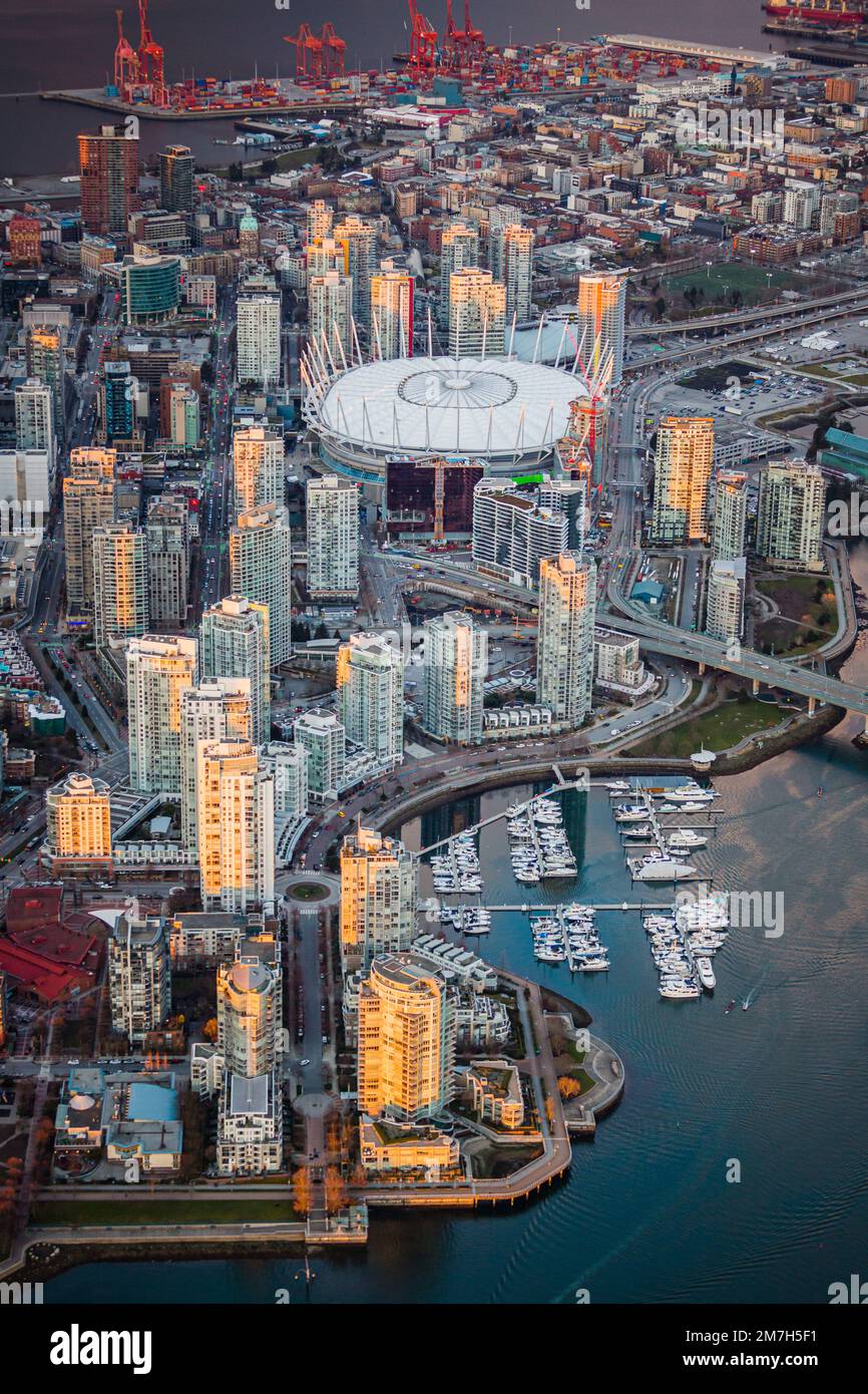 Downtown Vancouver BC Place Yaletown Luftaufnahmen Stockfoto