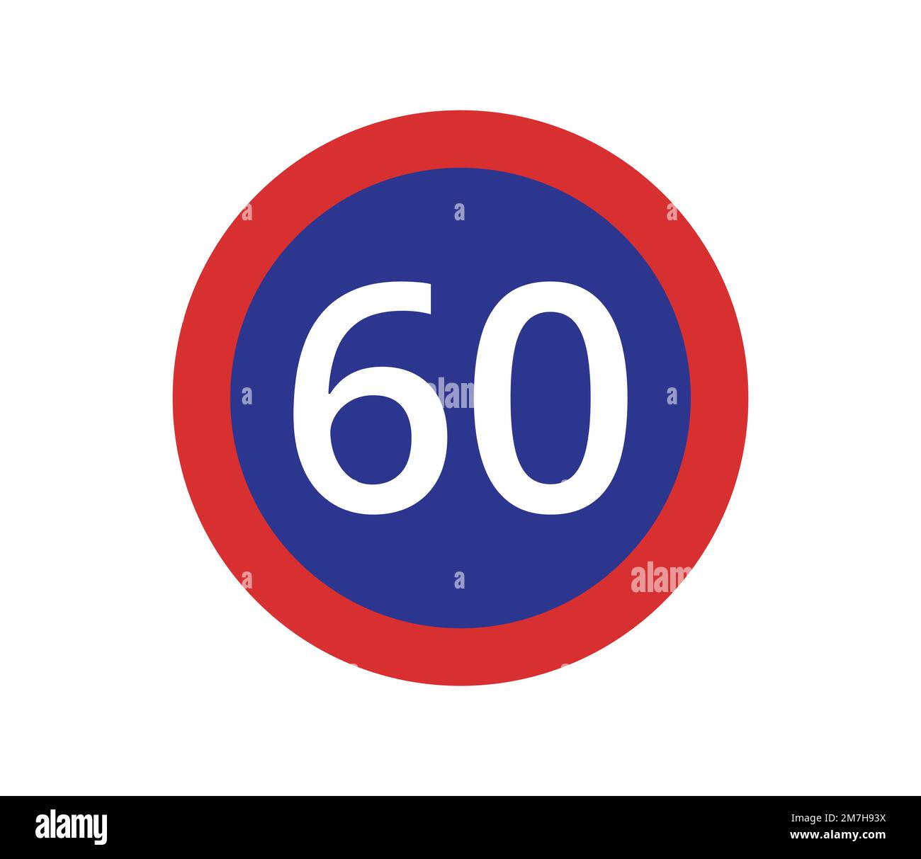 Mindestgeschwindigkeitsbegrenzung 60 Zeichen. Verkehrssignalvektor. Stock Vektor