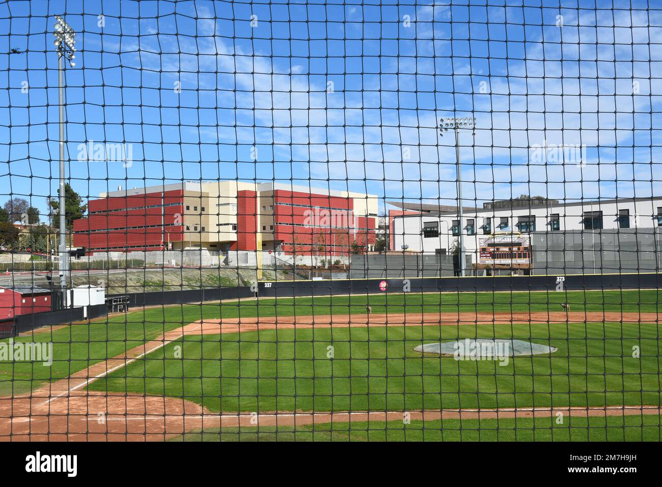 MISSION VIEJO, KALIFORNIEN - 8. JANUAR 2023: Doug Fritz Field auf dem Campus des Saddleback College, Heimstadion des Gauchos Baseball Teams. Stockfoto