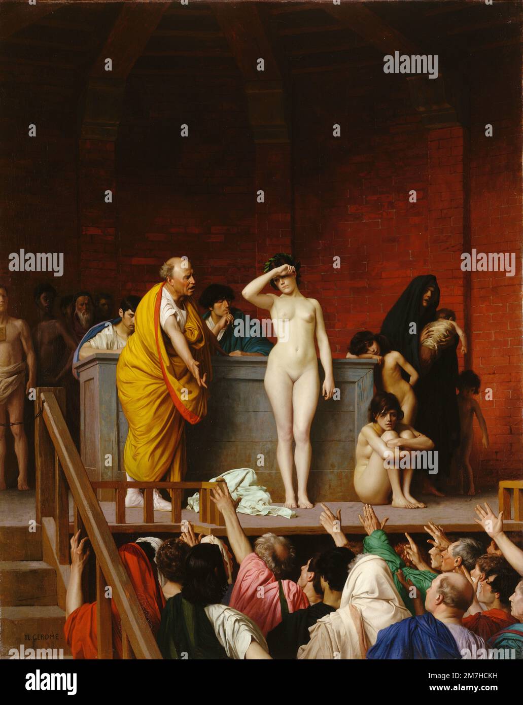 Sklavenmarkt im antiken Rom, gemalt von Jean-Léon Gérôme Stockfoto