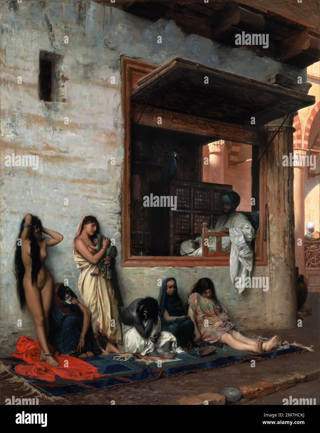 Verkauf von Sklaven in Kairo gemalt von Jean-Léon Gérôme: Stockfoto