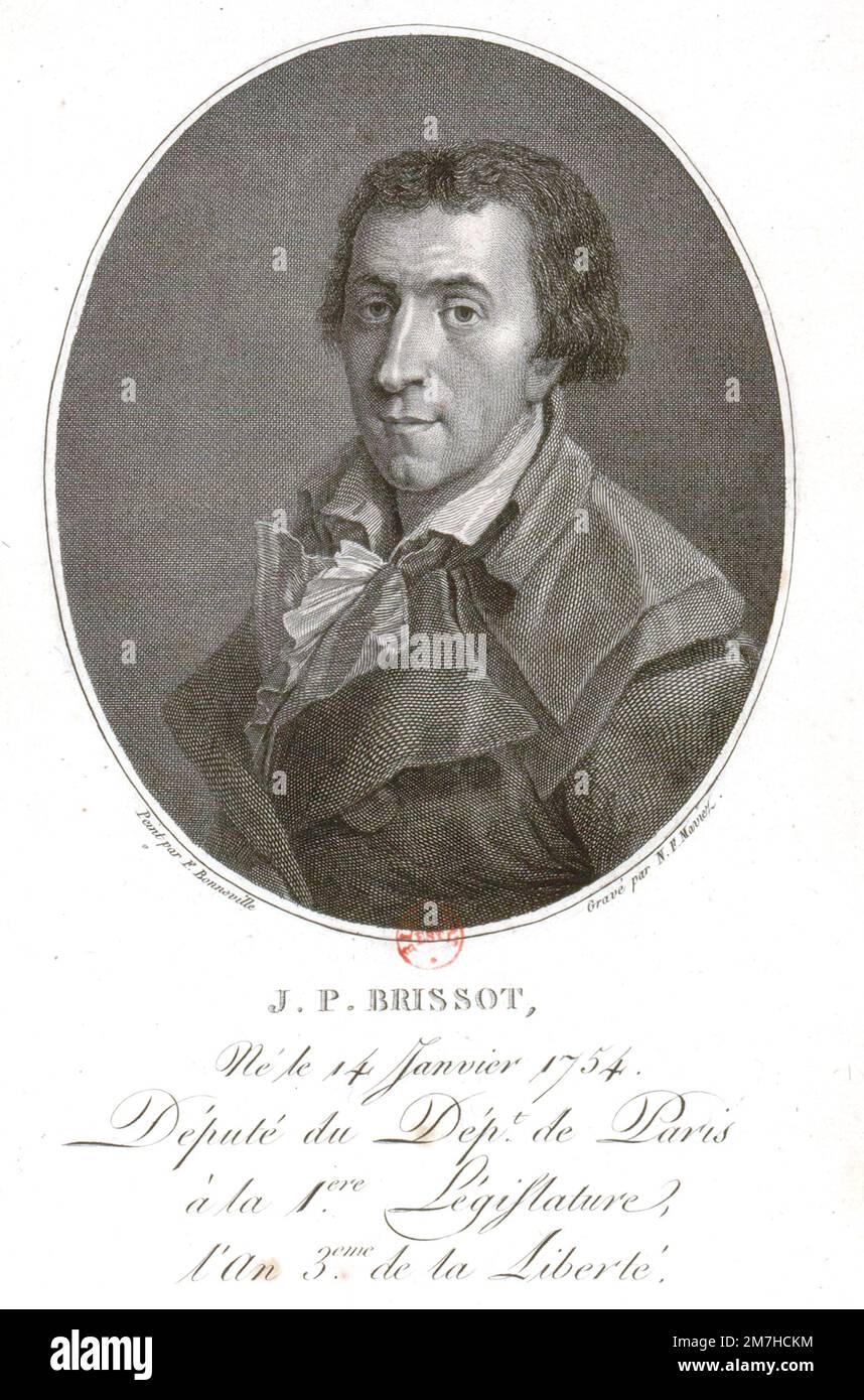 Jacques Pierre Brissot (1754 - 1793), der die Gesellschaft der Freunde der Schwarzen in 1788 organisiert. Stockfoto