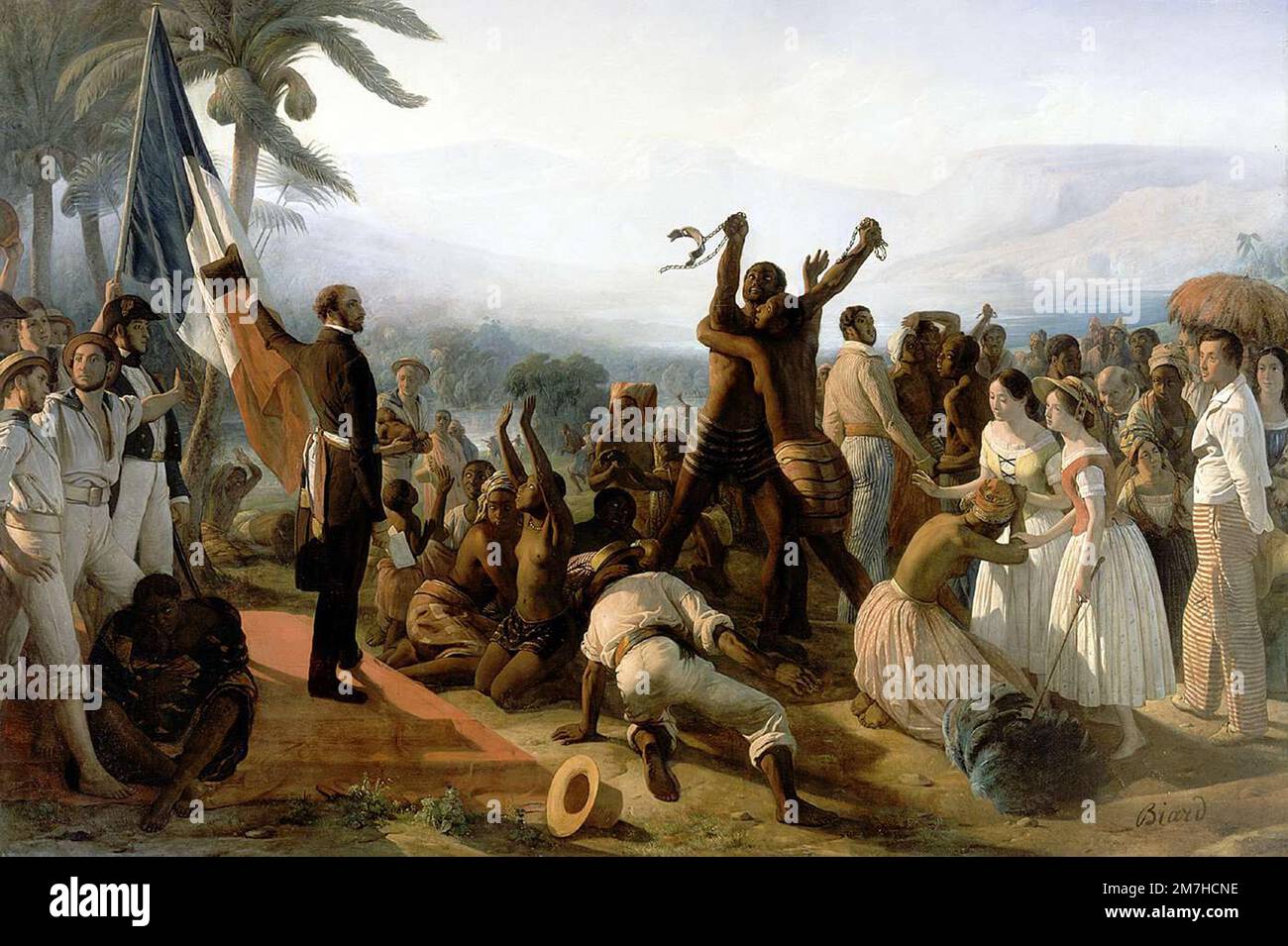 Verkündung der Abschaffung der Sklaverei in den französischen Kolonien am 27. April 1848 durch Francois-Auguste Biard Stockfoto