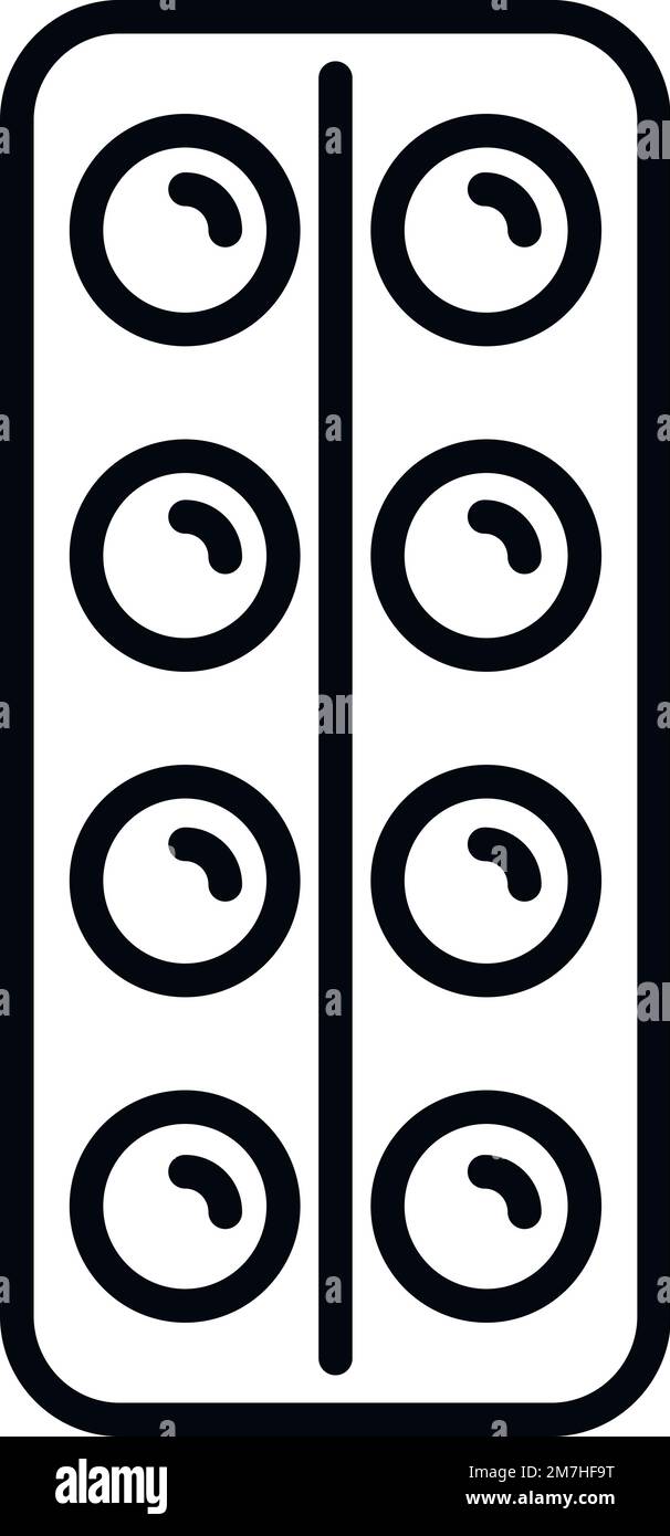 Umrissvektor des Blasensymbols. Schmerzmittel. Lass die Süßigkeiten fallen Stock Vektor