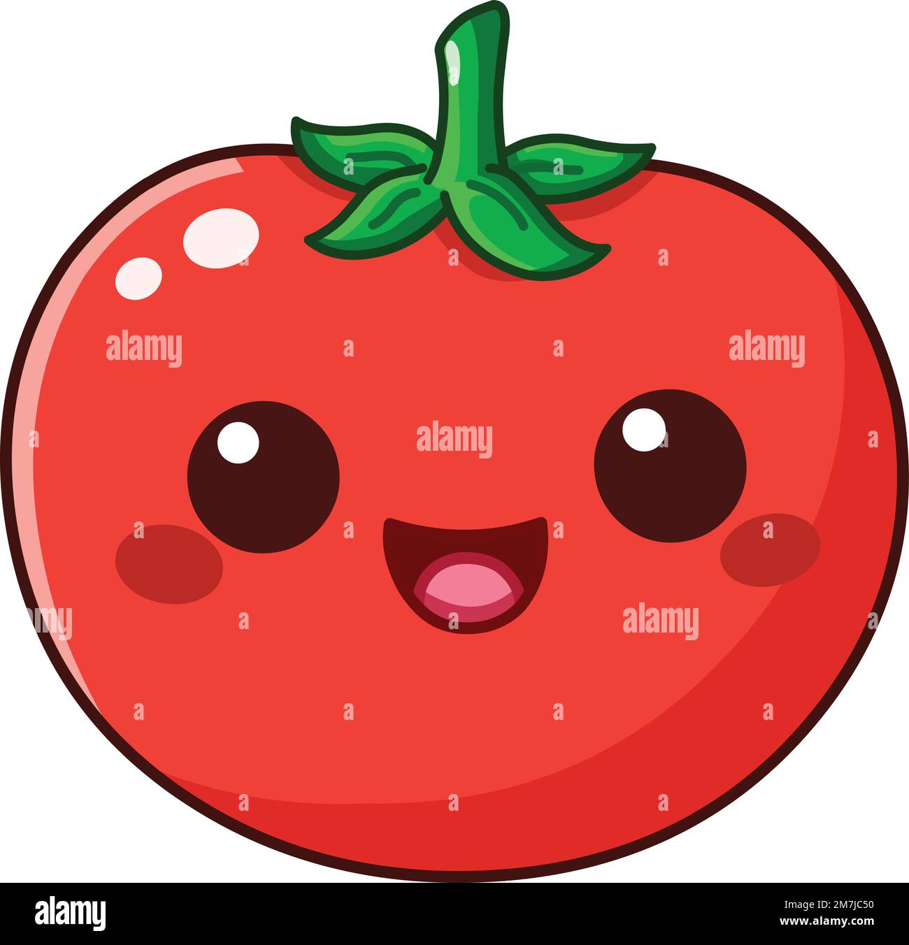 Fröhliche Tomatenfigur im Kawaii-Stil Stock Vektor