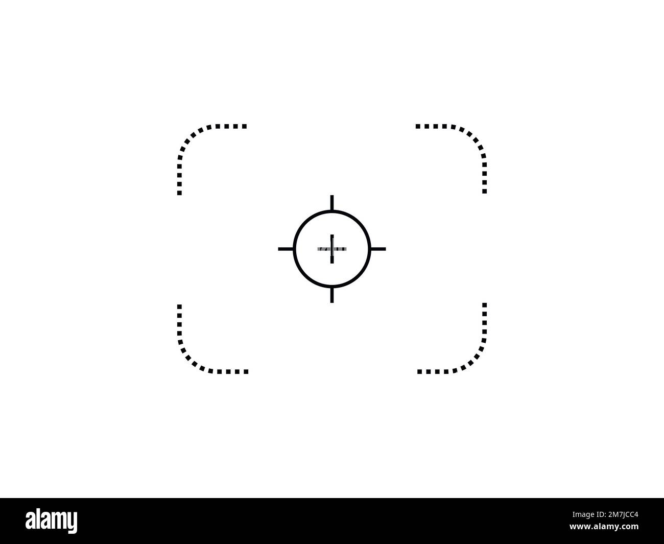 Vektorzielausrichtung, Fokussymbol, Kamerarahmen oder Fotosucher – Liniensymbol auf weißem Hintergrund. Stock Vektor