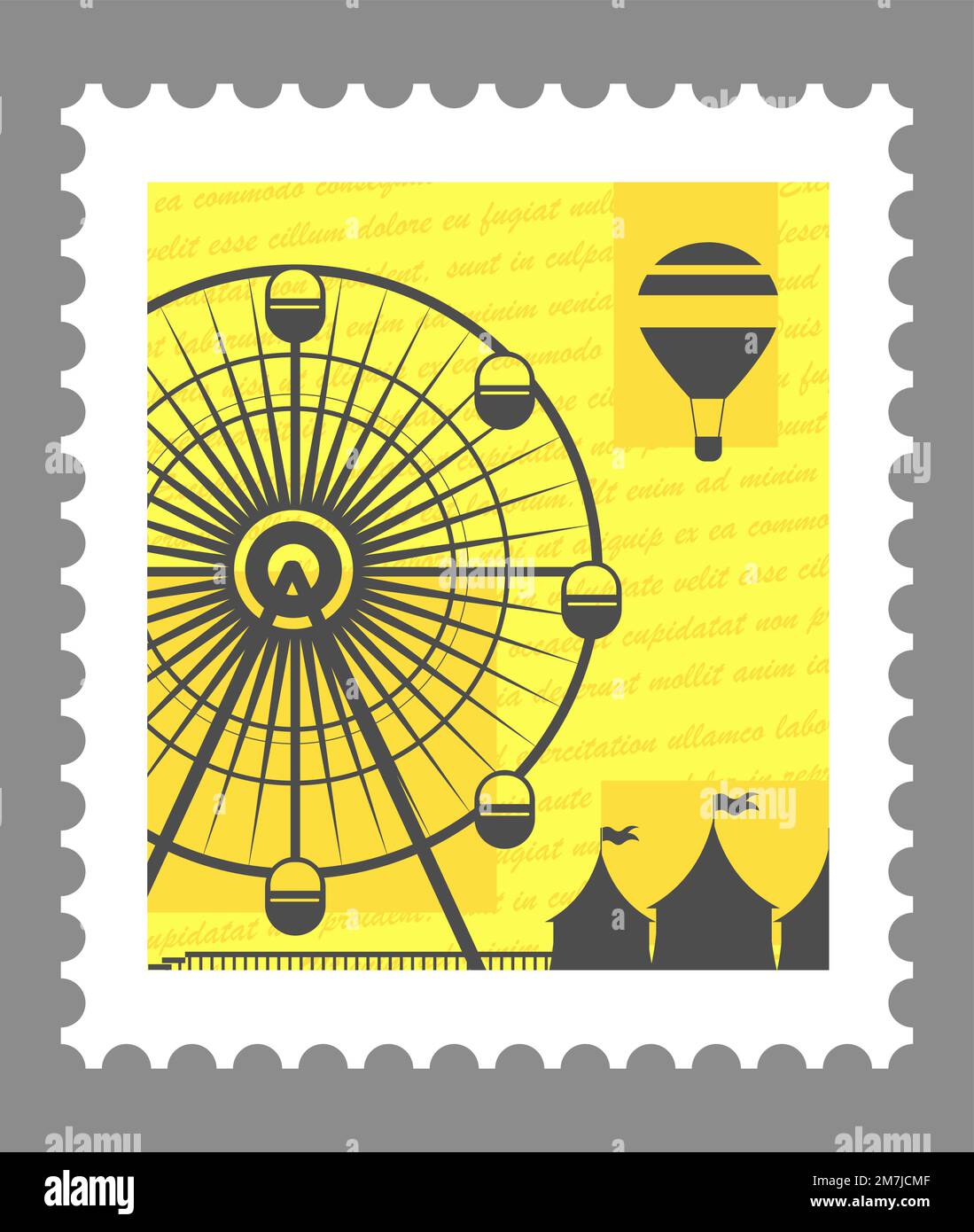 Unterhaltung von Attraktionen, Vergnügungspark Postkarte Stock Vektor