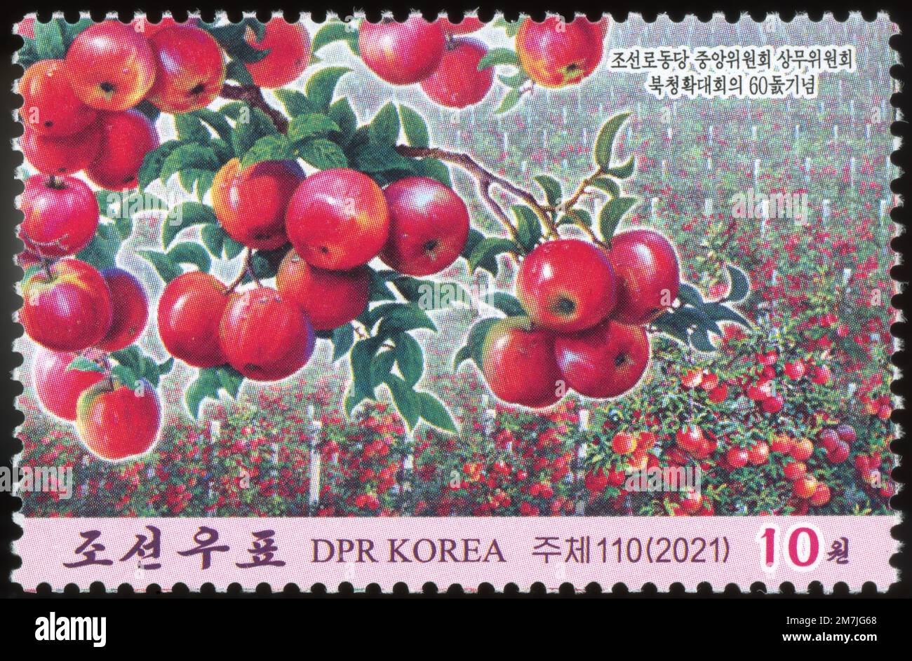 2021 Nordkorea-Stempel. 60. Jahrestag der erweiterten Präsidiumssitzung des Präsidiums des Zentralkomitees der Arbeiterpartei in Pukchong Stockfoto