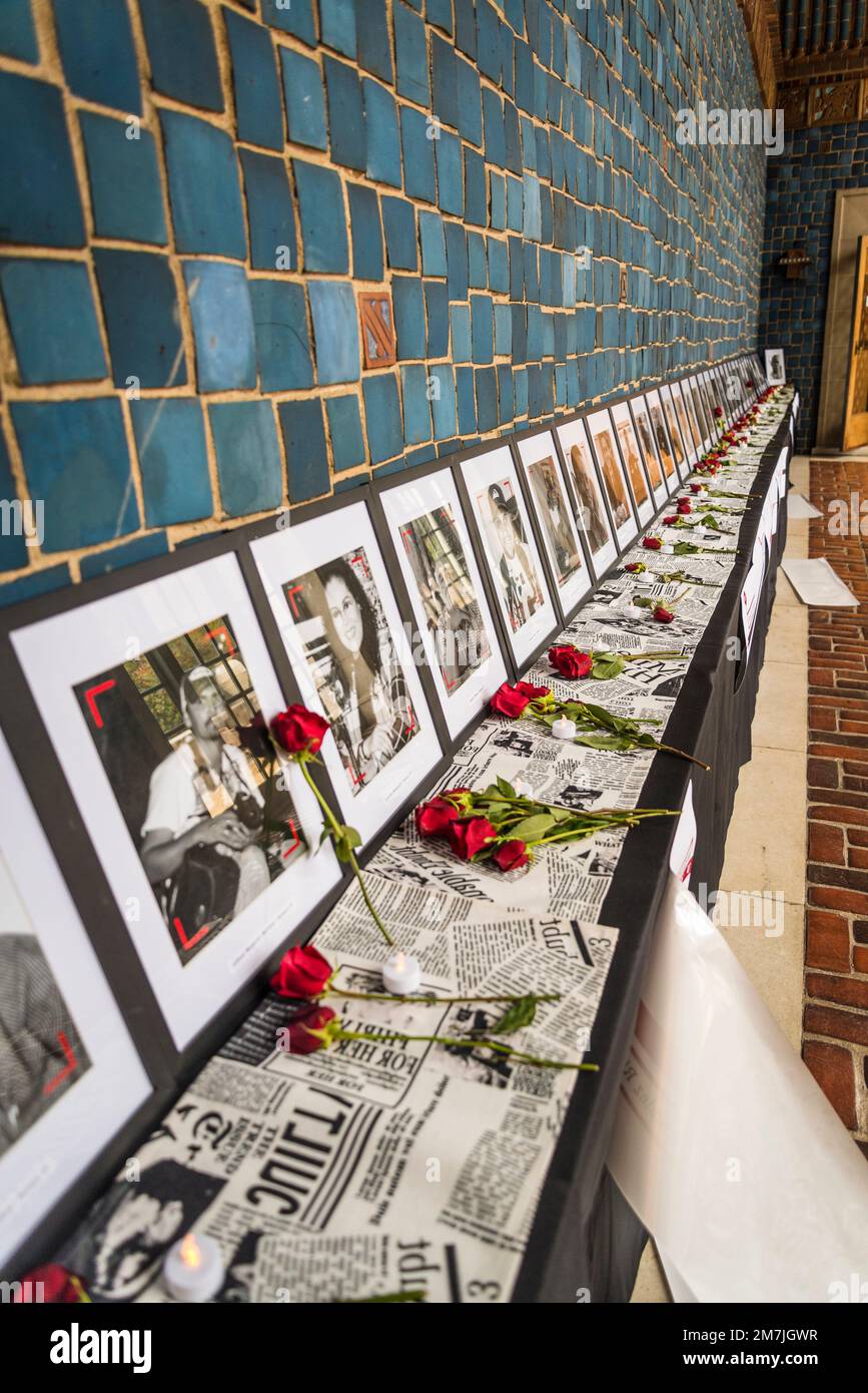 Zum Gedenken an ermordete Journalisten in Lateinamerika im letzten Jahr, Art Museum of the Americas, Washington, D.C., USA Stockfoto