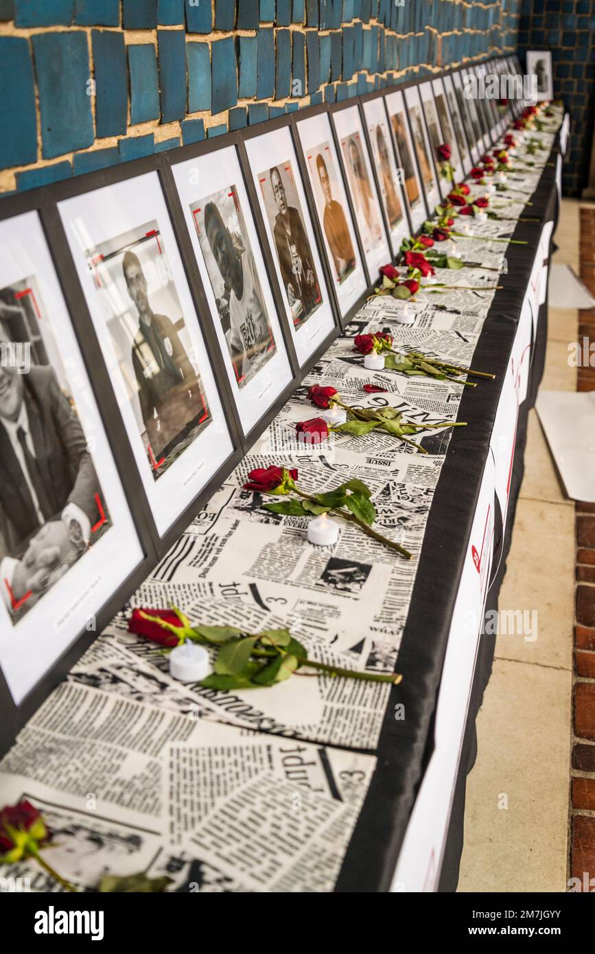 Zum Gedenken an ermordete Journalisten in Lateinamerika im letzten Jahr, Art Museum of the Americas, Washington, D.C., USA Stockfoto