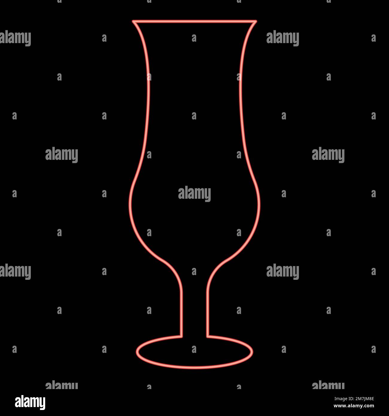 Neon Cocktail Glas rot Farbvektor Illustration Bild flache Beleuchtung Stock Vektor