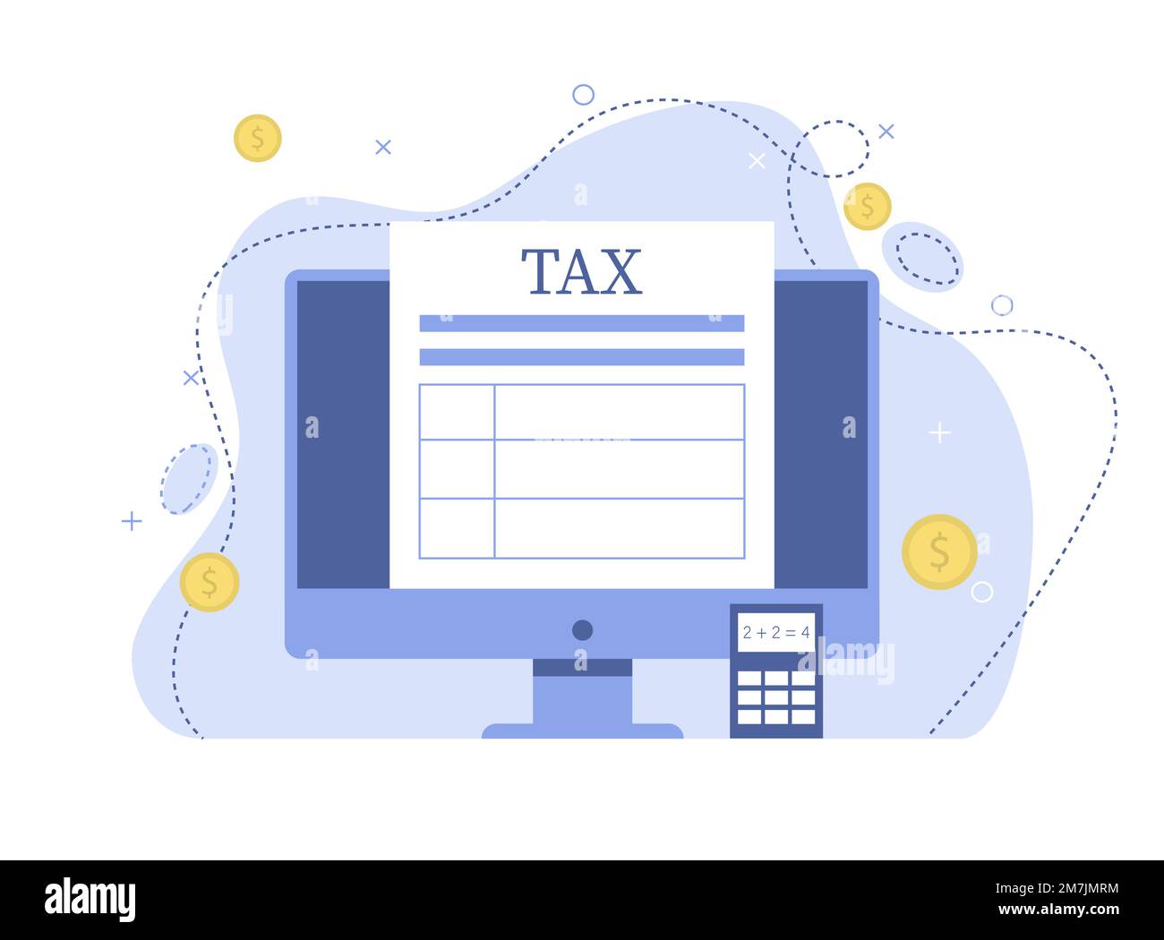 Online-Steuerzahlung, Einkommensteuererklärung, Einkommensteuerberechnung Stock Vektor