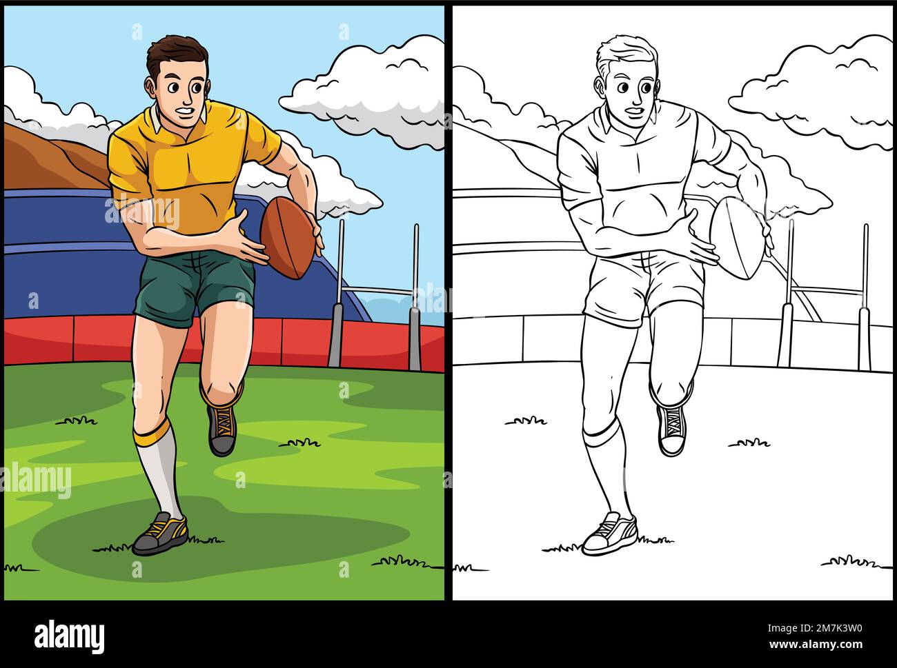 Rugby-Malerseite – Farbige Abbildung Stock Vektor