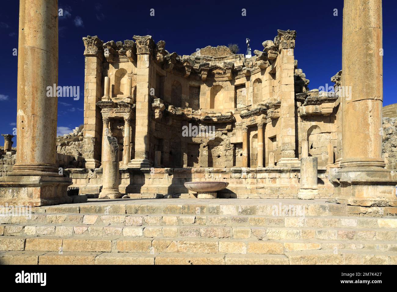 Blick auf das Nymphaeum in Jerash, Jordanien, Naher Osten Stockfoto
