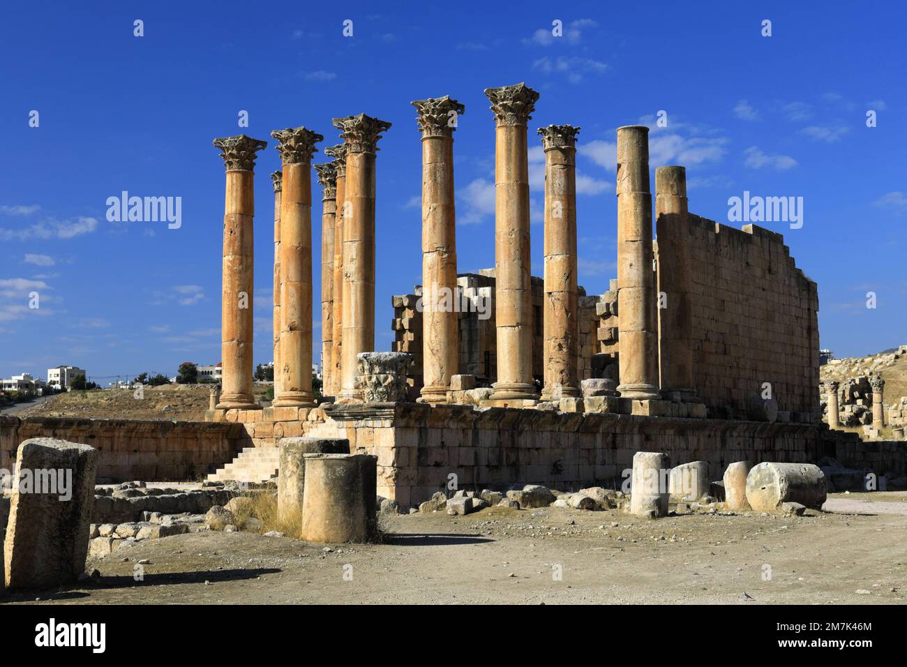 Blick über den Artemistempel in Jerash, Jordanien, Naher Osten Stockfoto