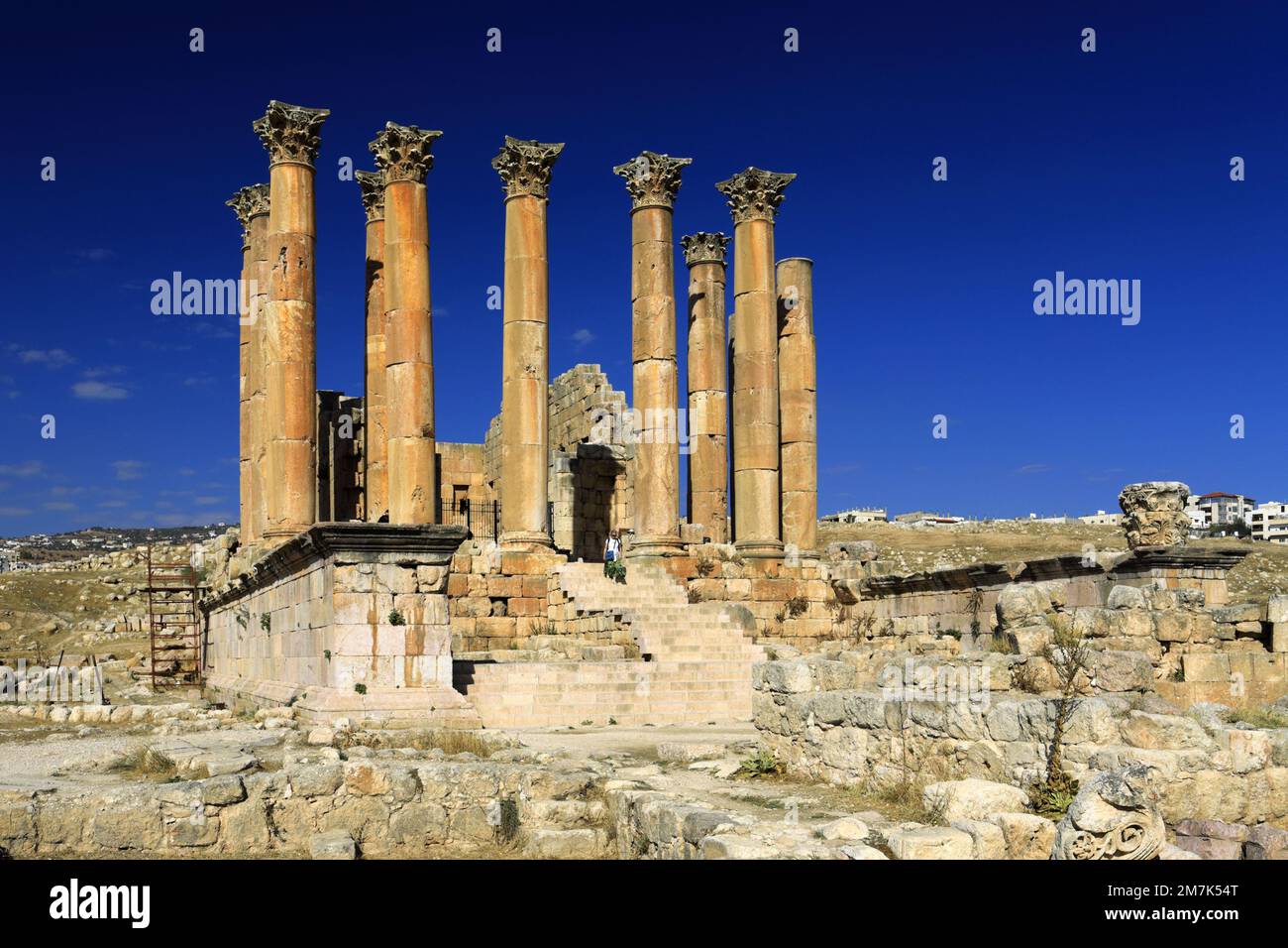 Blick über den Artemistempel in Jerash, Jordanien, Naher Osten Stockfoto