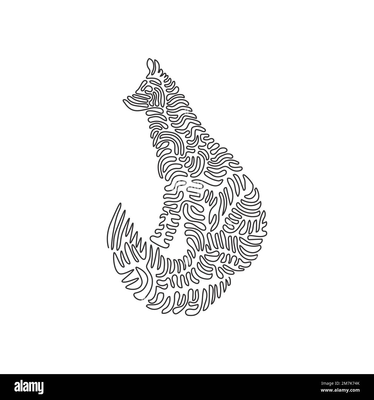 Durchgehende Kurve eine Strichzeichnung eines süßen sitzenden Fuchses abstrakte Kunst. Einzeilige bearbeitbare Schlagvektordarstellungen von Füchsen sind allesfressende Säugetiere Stock Vektor