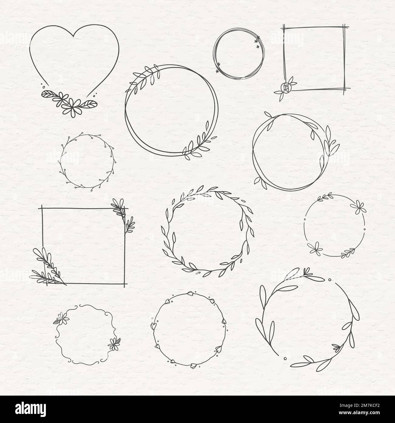 Blumenrahmen auf beigefarbenem Hintergrund-Vektor gesetzt Stock Vektor