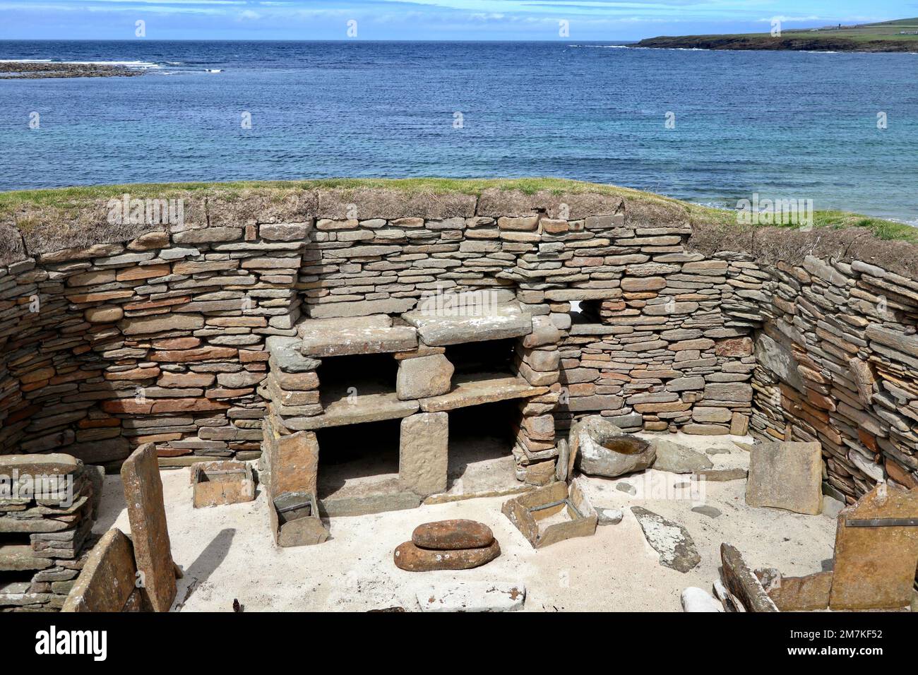 Neolithisches Haus Nr. 1 in Skara Brae, Orkney. Stockfoto