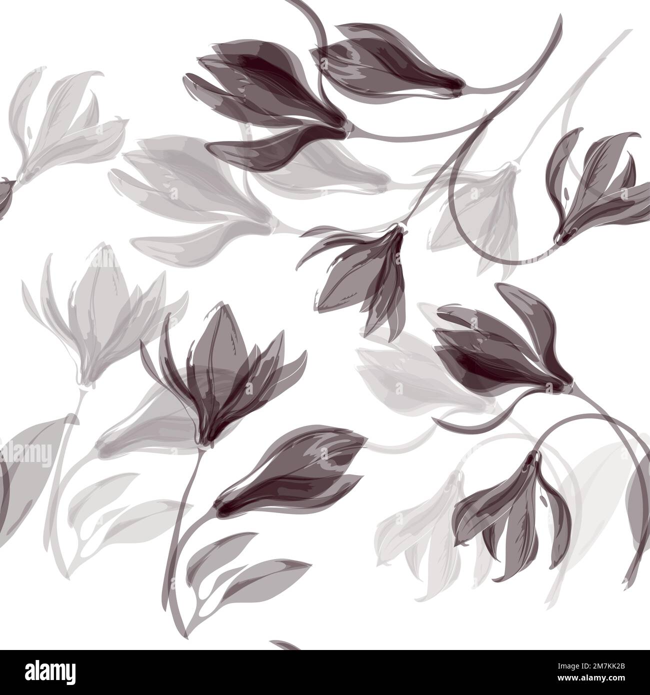 Modernes, nahtloses Blumenmuster. Digital gezeichnete Darstellung. Kann als Textilstoff oder Tapete, Karten, Einladungen, dekoratives Papier verwendet werden Stock Vektor