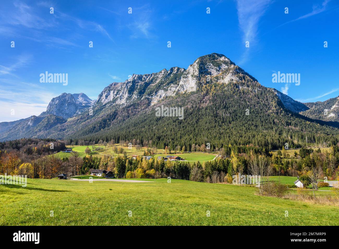 Deutschland, Bayern, Berchtesgadener Land, Ramsau, Salzpipeline-Pfad, Blick auf die Reiter Alm in der Nähe des Taubensees Stockfoto