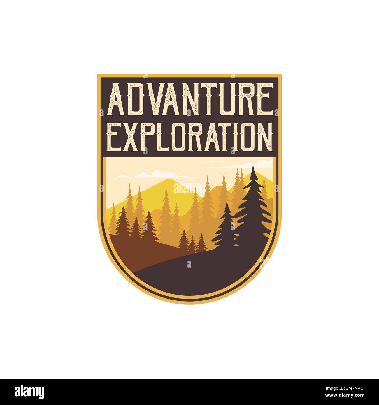 Adventure & Mountain Outdoor Vintage Logo Vorlage, Abzeichen oder Emblem Stil Pro Vector. Outdoor-Abenteuer mit Mountain Logo, Abzeichen, Banner, Emblem Pro V. Stock Vektor