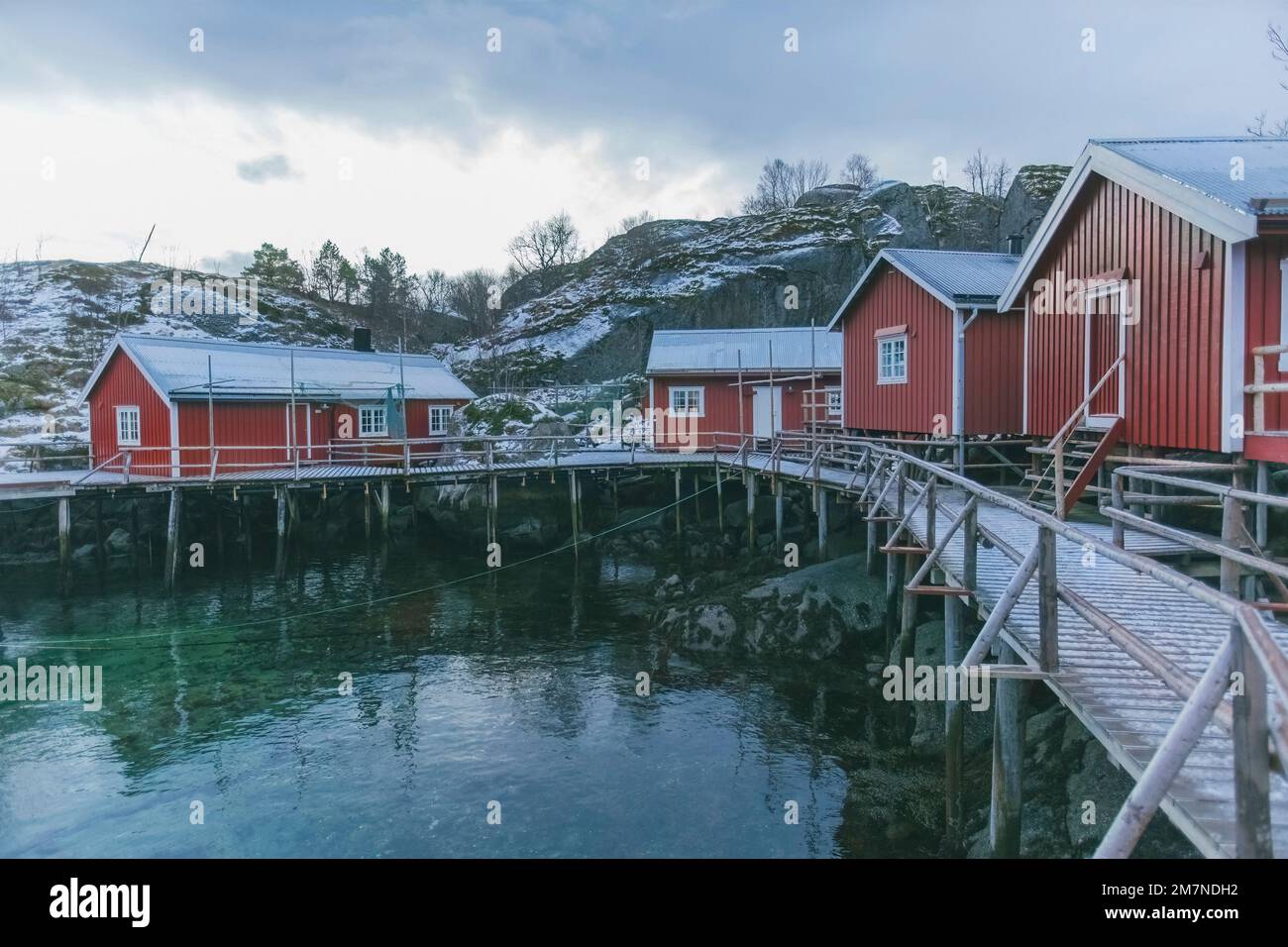 Nusfjord, Fischerhütten, Unterkunft für Gäste, Fischerdorf, Lofoten, Nordland, Norwegen Stockfoto