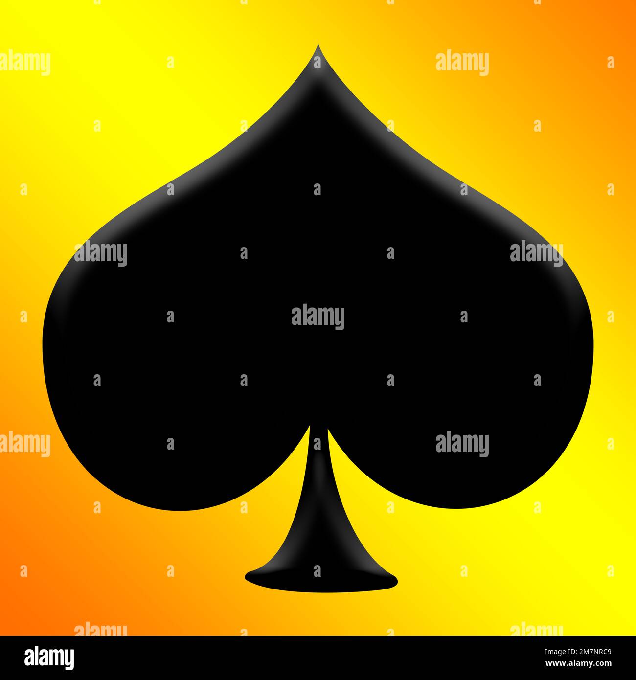 Pik, Spielkartensymbol in einer 3D-Abbildung Stockfoto