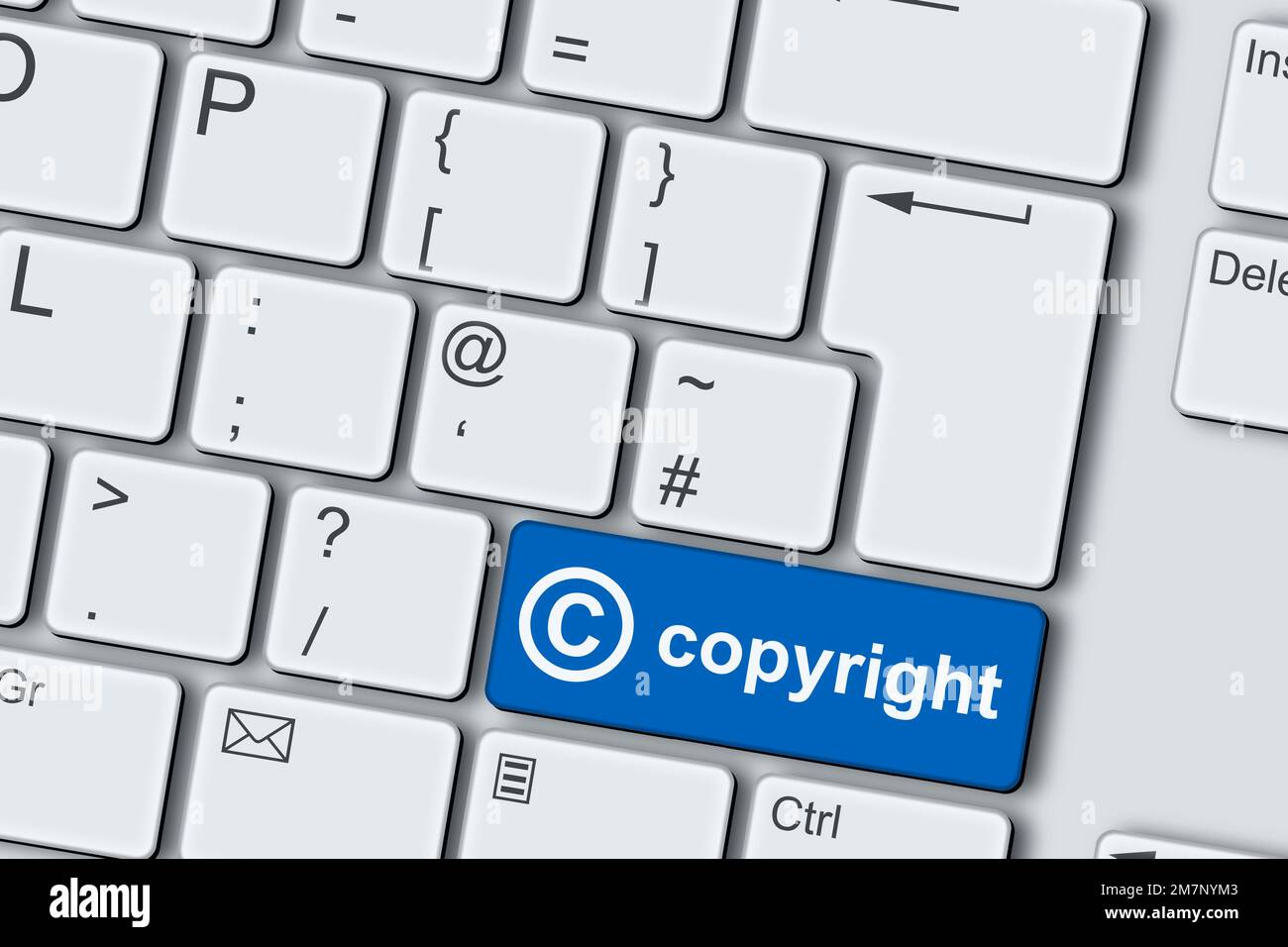 Copyright-Konzept PC-Tastatur 3D Abbildung Stockfoto