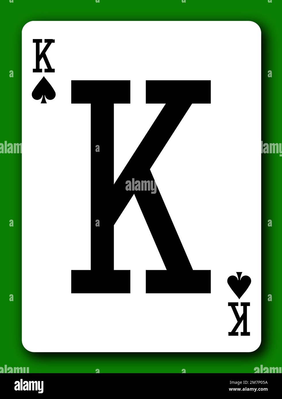 Eine Spielkarte „King of Pik“ mit 3D-Abbildung des Clipping-Pfades Stockfoto