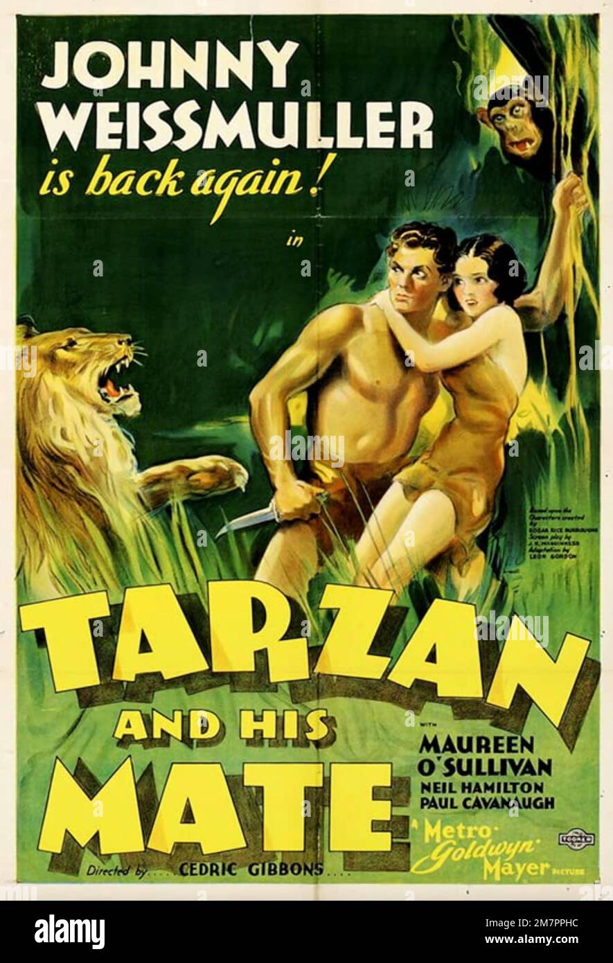 TARZAN UND SEIN KUMPEL 1924 MGM Film mit Johnny Weissmuller und Maureen O'Sullivan Stockfoto