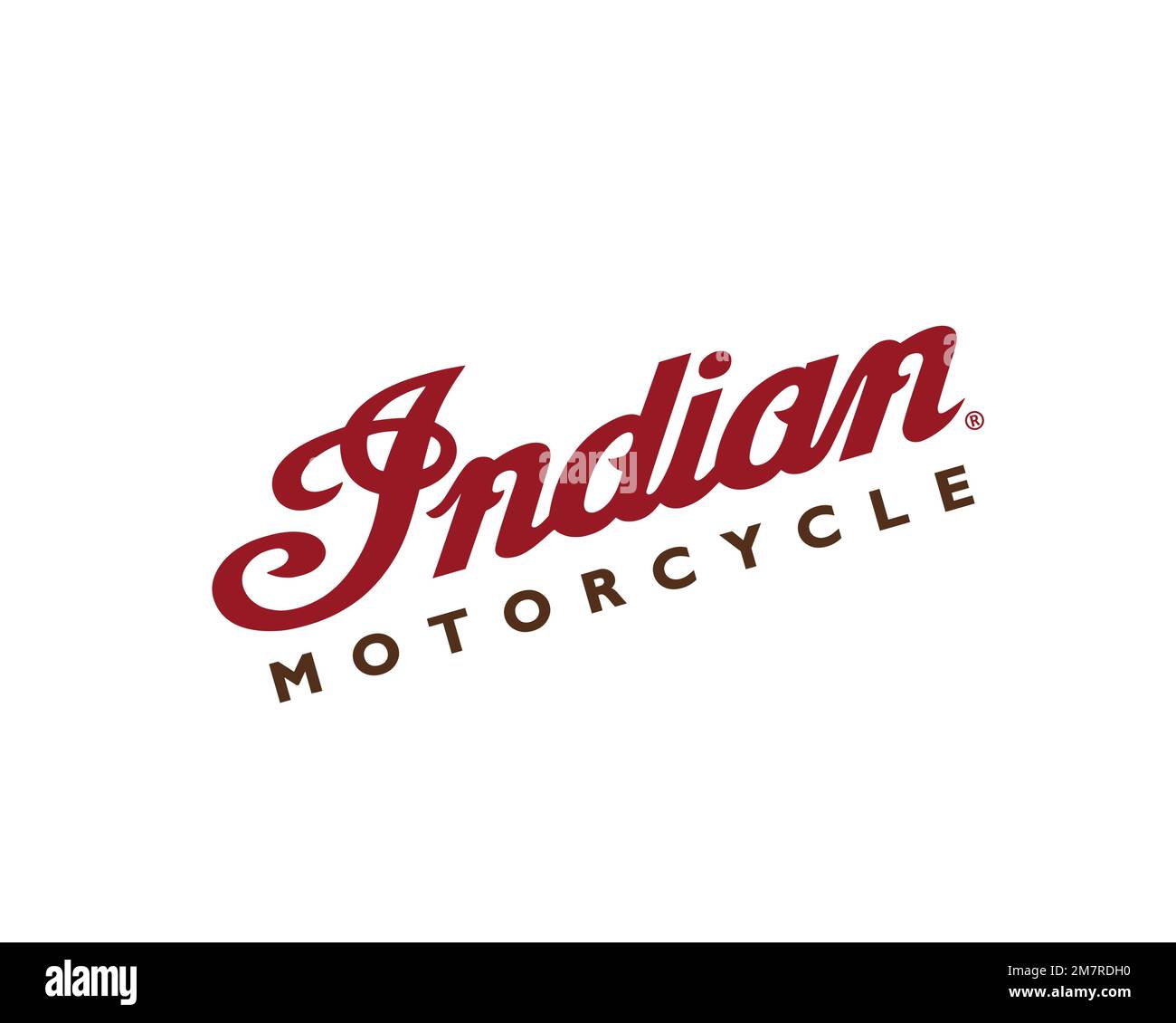 Indian Motocycle Manufacturing Company, Gedrehtes Logo, Weißer Hintergrund Stockfoto