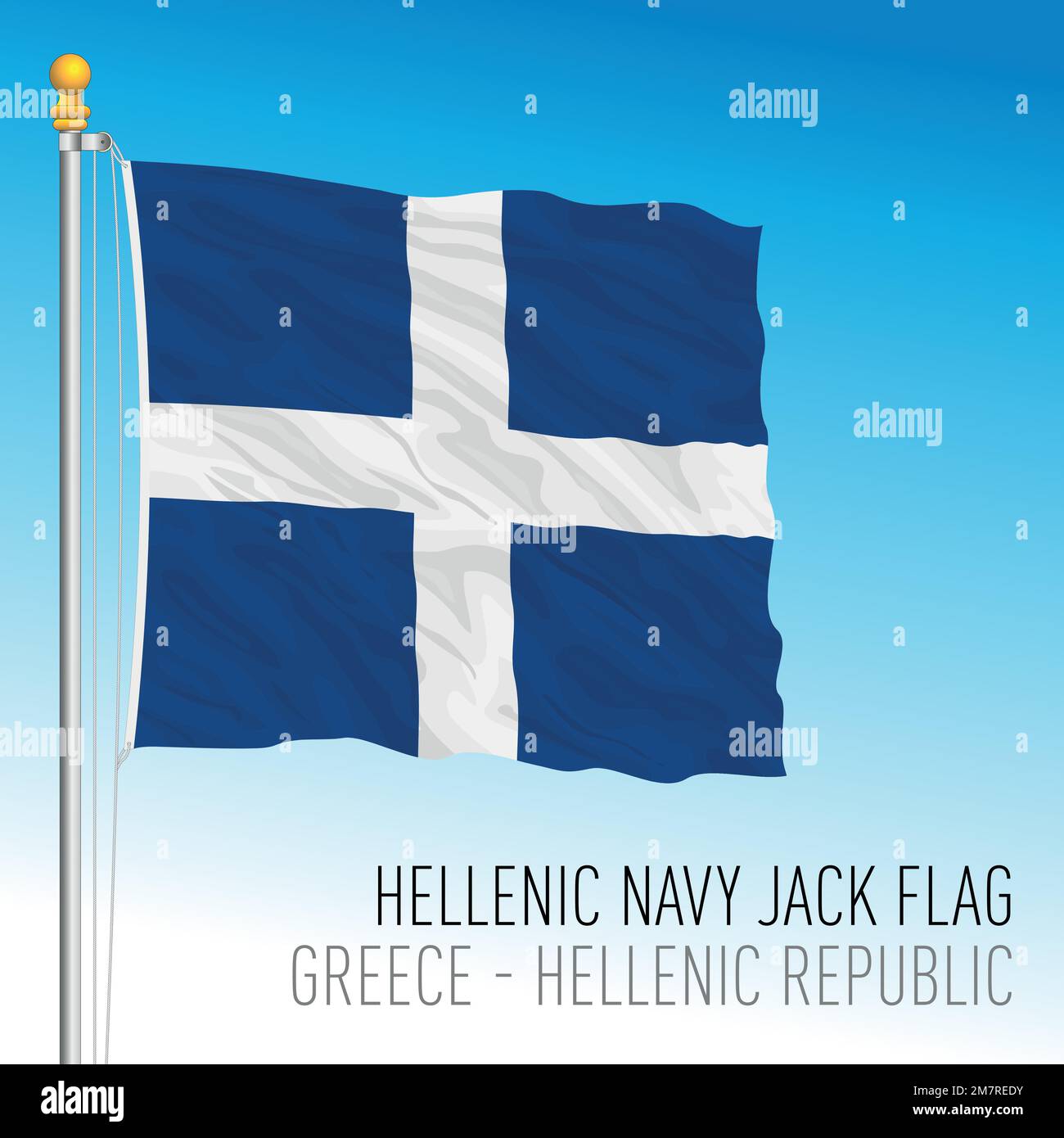 Fahne der griechischen Marine, Hellenische Republik, Vektorbild Stock Vektor