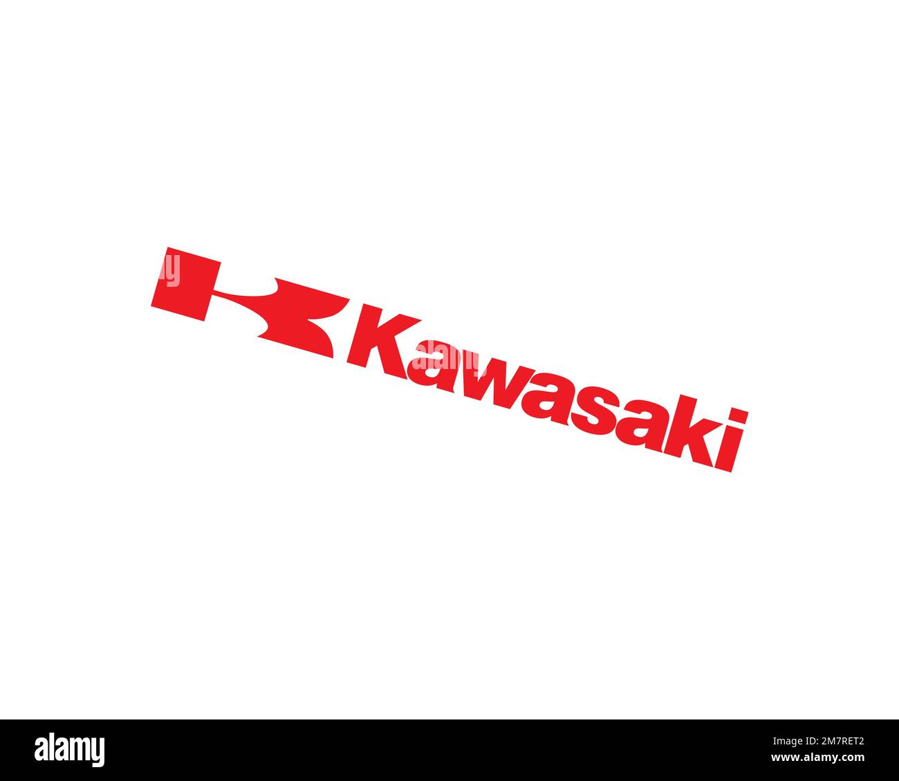 Kawasaki Aerospace Company, gedrehtes Logo, weißer Hintergrund B Stockfoto