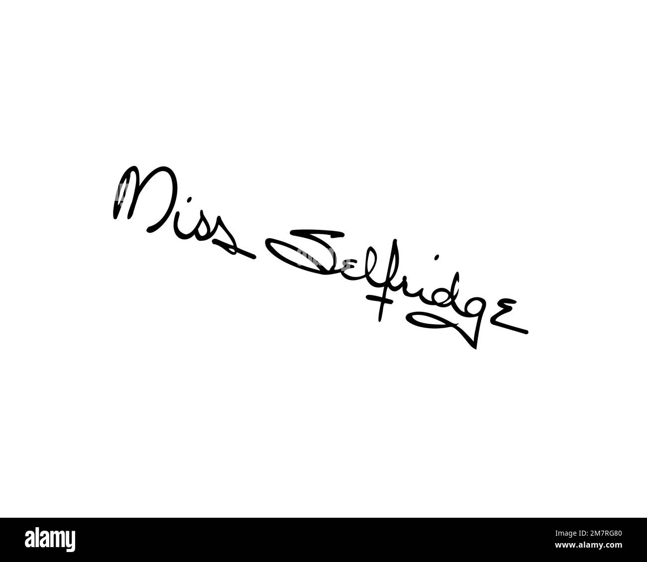 Miss Selfridge, Twisted Logo, weißer Hintergrund B. Stockfoto