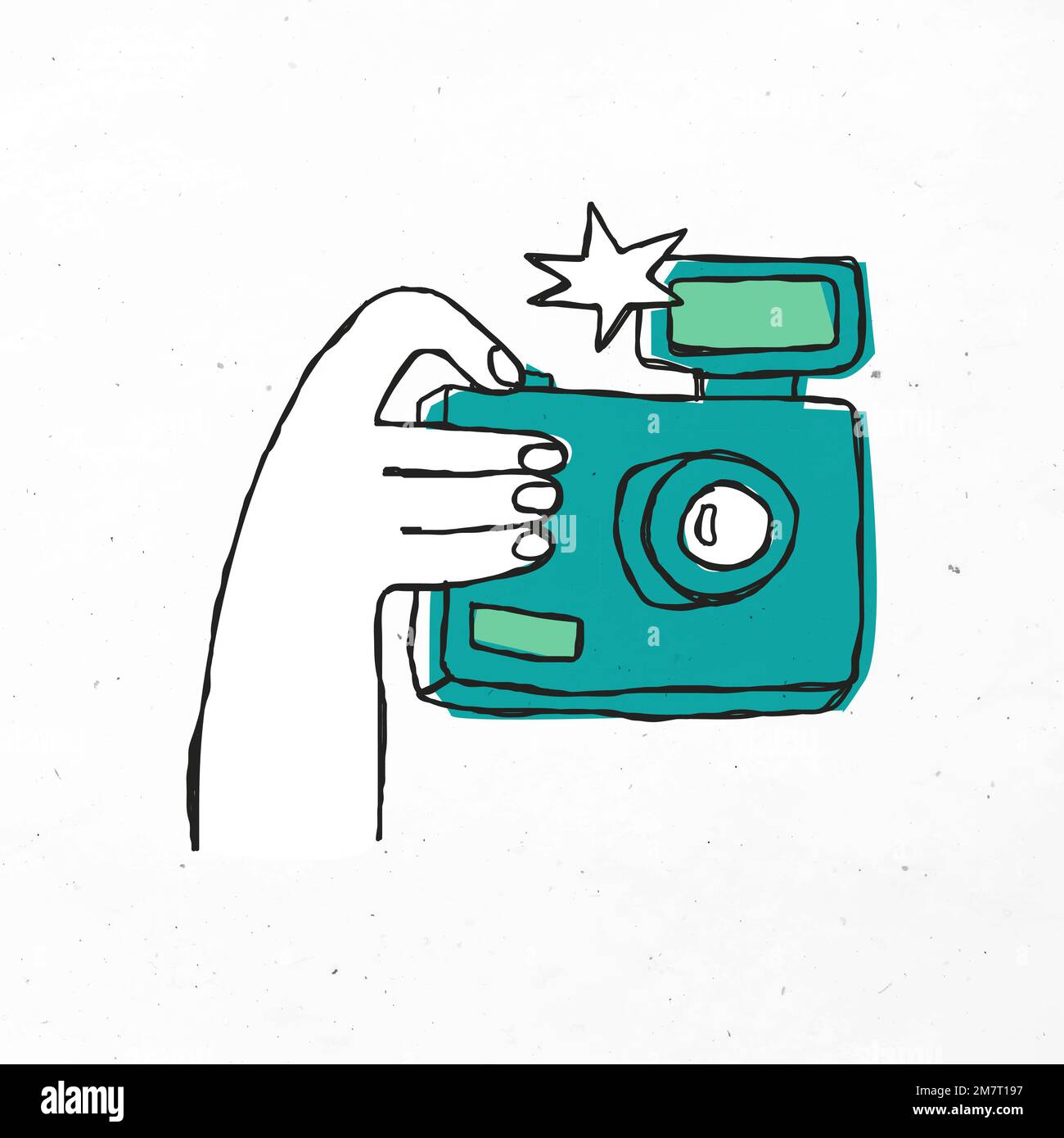 Grünes handgezeichnetes Kamera-Vektor-Clipart Stock Vektor