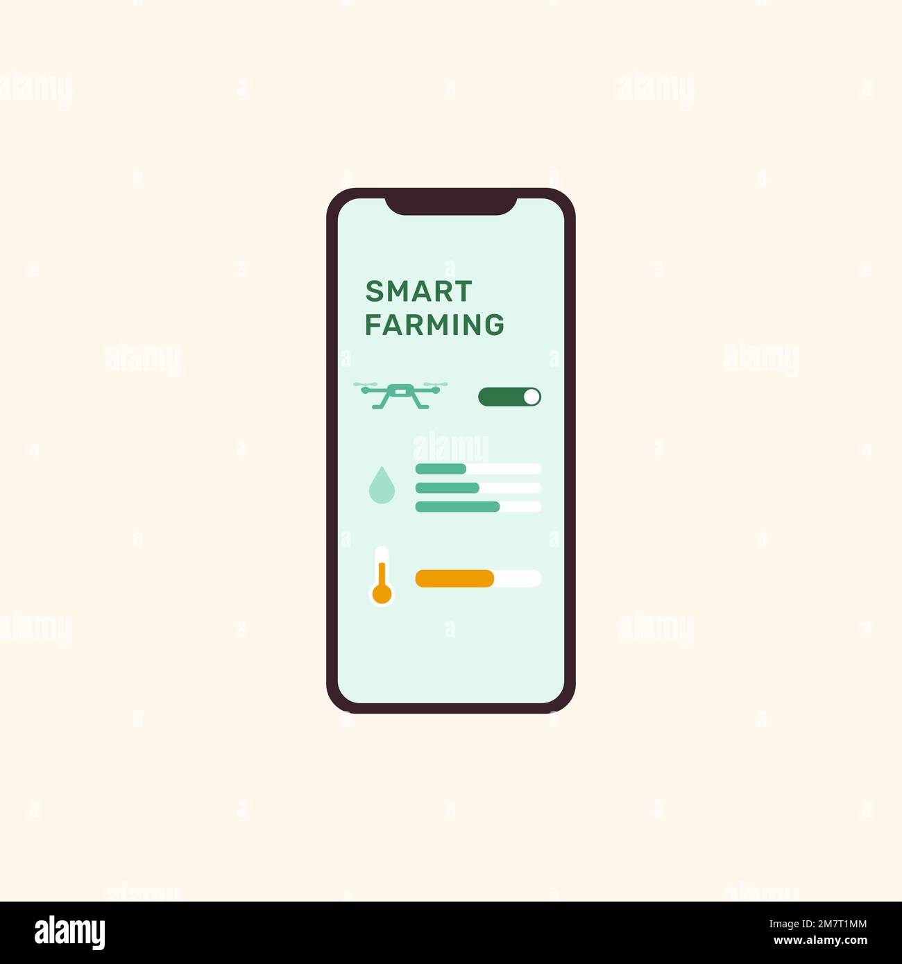 Smart Farming Controller UI-Vektor auf Smartphone-Bildschirm Stock Vektor
