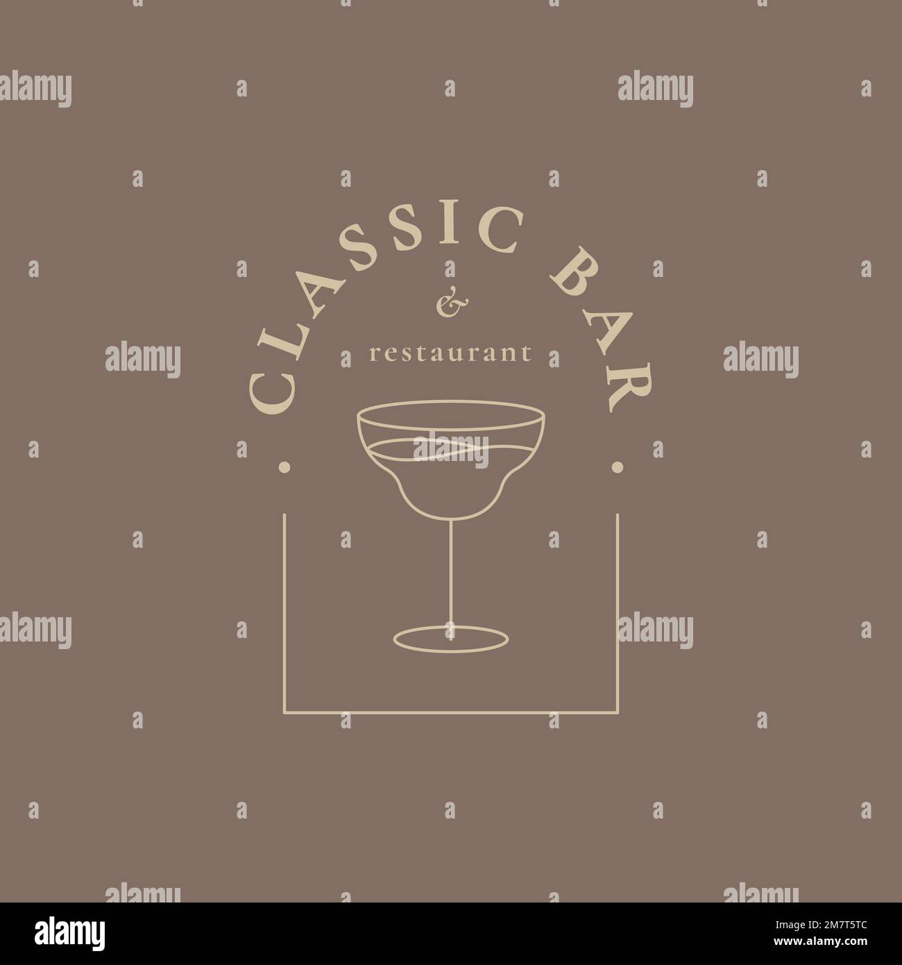 Luxus Bar Logo Vorlage Vektor mit minimal Cocktail Glas Illustration Stock Vektor