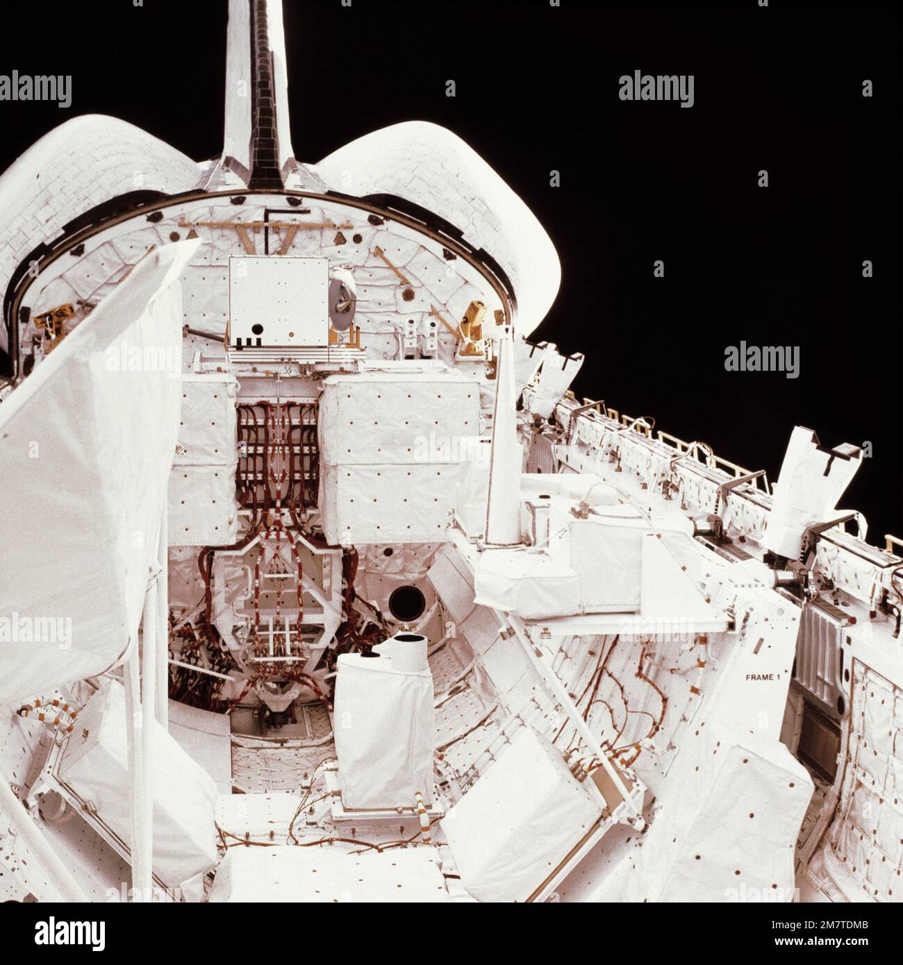Die Frachtrampe des NASA-Space Shuttles Columbia, aus der Hütte des Shuttles. Basis: Johnson Space Center, Houston Bundesstaat: Texas (TX) Land: Vereinigte Staaten von Amerika (USA) Stockfoto