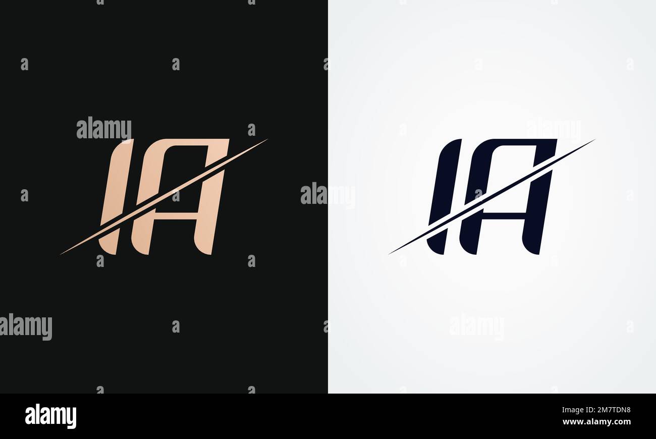 Vektorvorlage Für Ia Letter-Logo-Design. Ia-Logo Mit Goldenem Und Schwarzem Buchstaben Stock Vektor