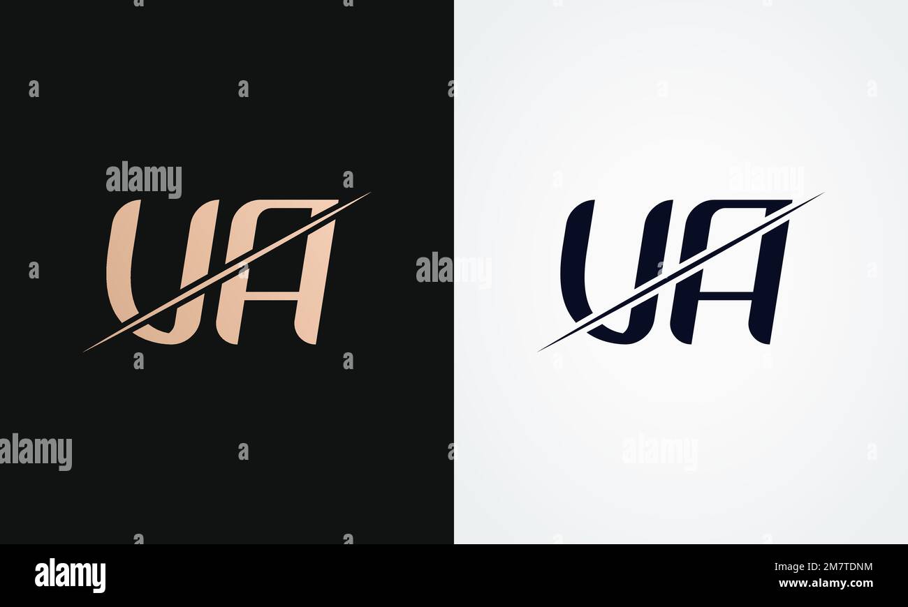 Vektorvorlage Für Logodesign Im Va Letter-Format. Design Mit „Va“-Logo In Gold Und Schwarz Stock Vektor