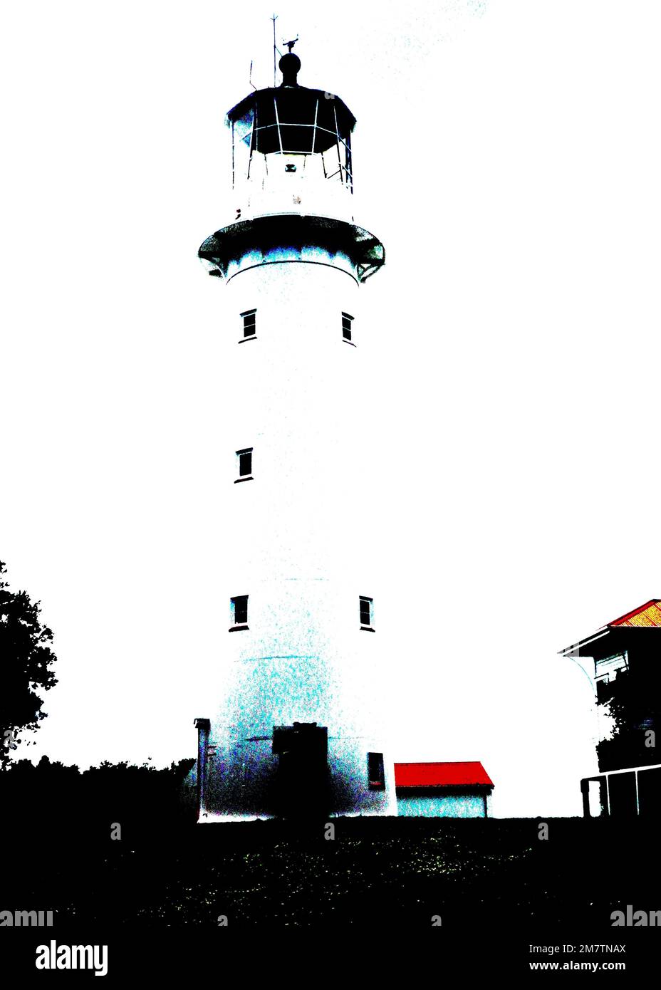In-Camera-Posterization des historischen Leuchtturms Tiritiri Matangi in Neuseeland Stockfoto